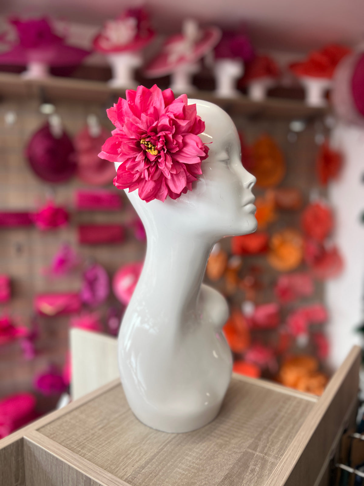 Fuchsia Pink Hair Flower Fascinator With Clip-Fascinators Direct