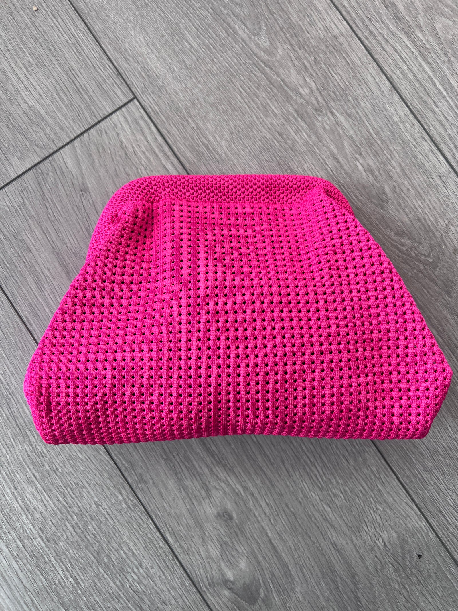 Fuchsia Pink Hand Crochet Clutch Bag-Fascinators Direct