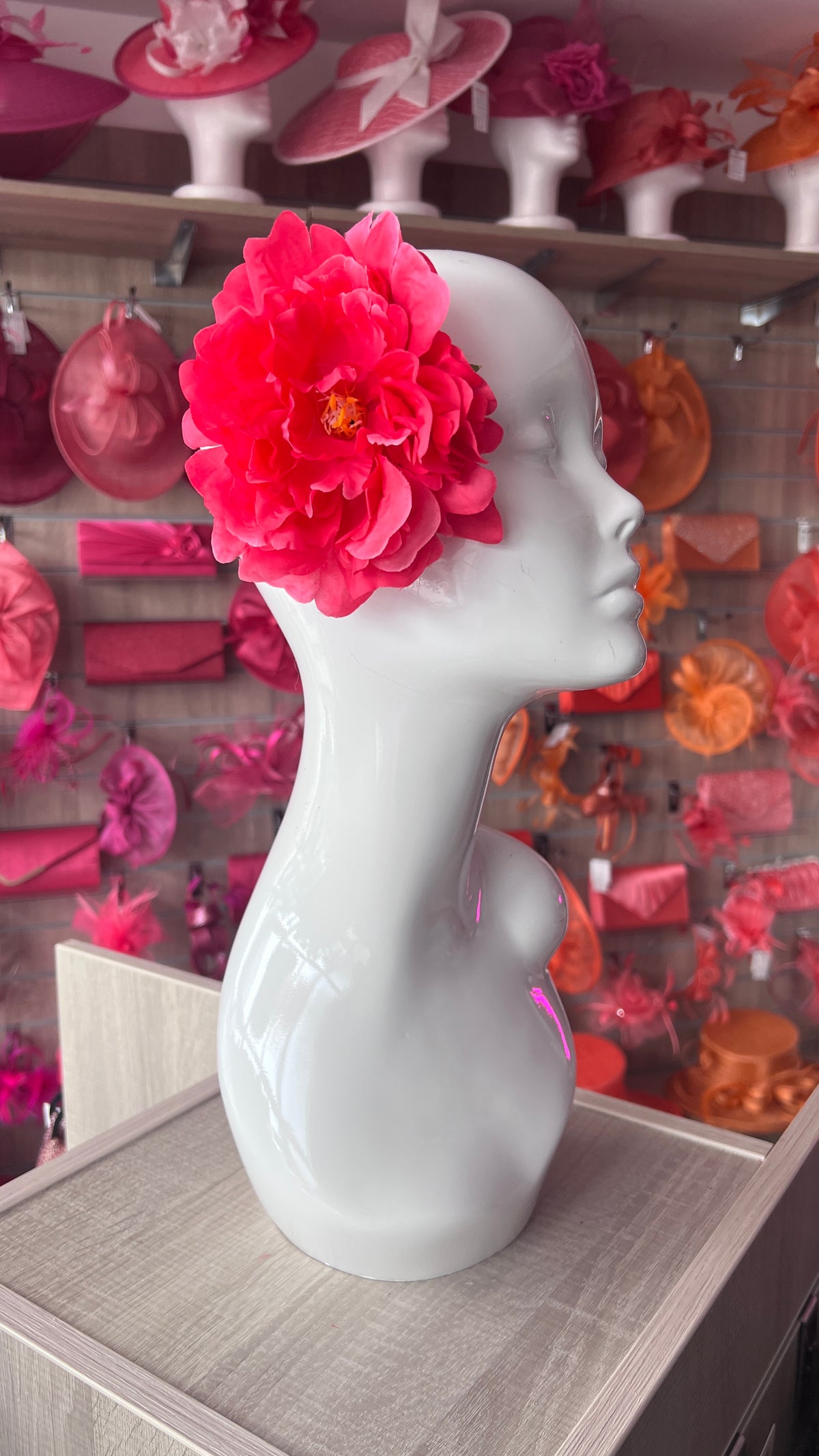 Fuchsia Pink Peony Hair flower-Fascinators Direct