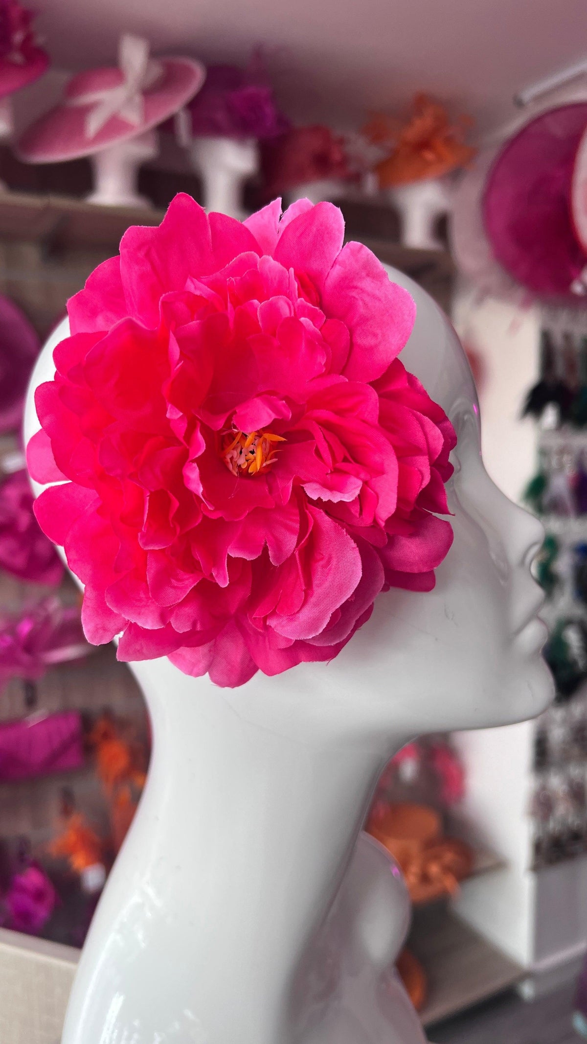 Fuchsia Pink Peony Hair flower-Fascinators Direct