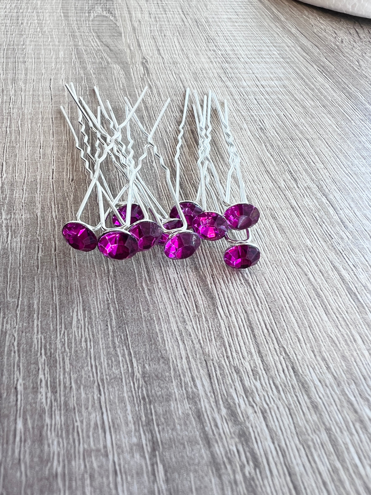 Fuchsia Pink Rhinestone Hair Pins X 10-Fascinators Direct