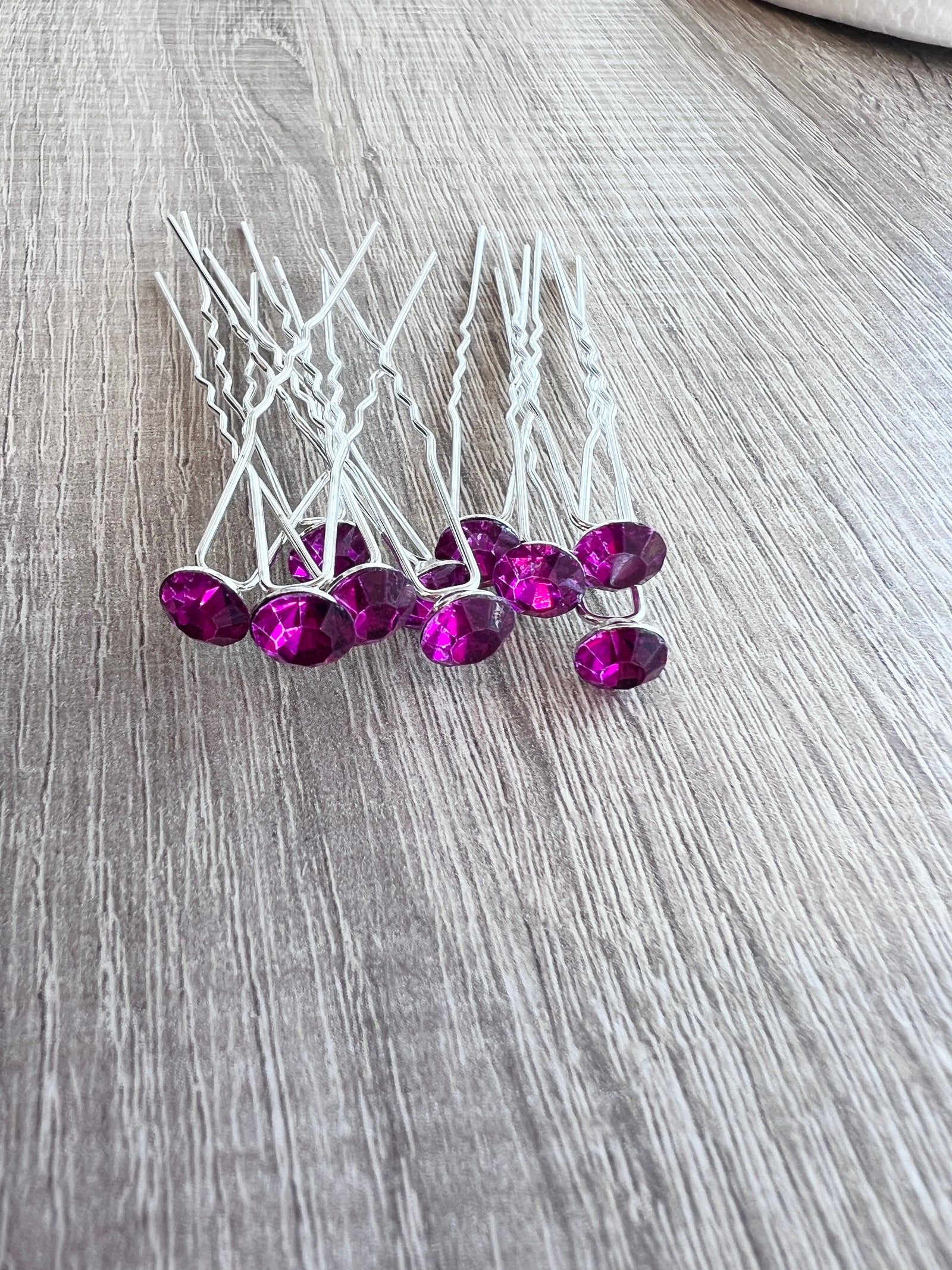 Fuchsia Pink Rhinestone Hair Pins X 10-Fascinators Direct