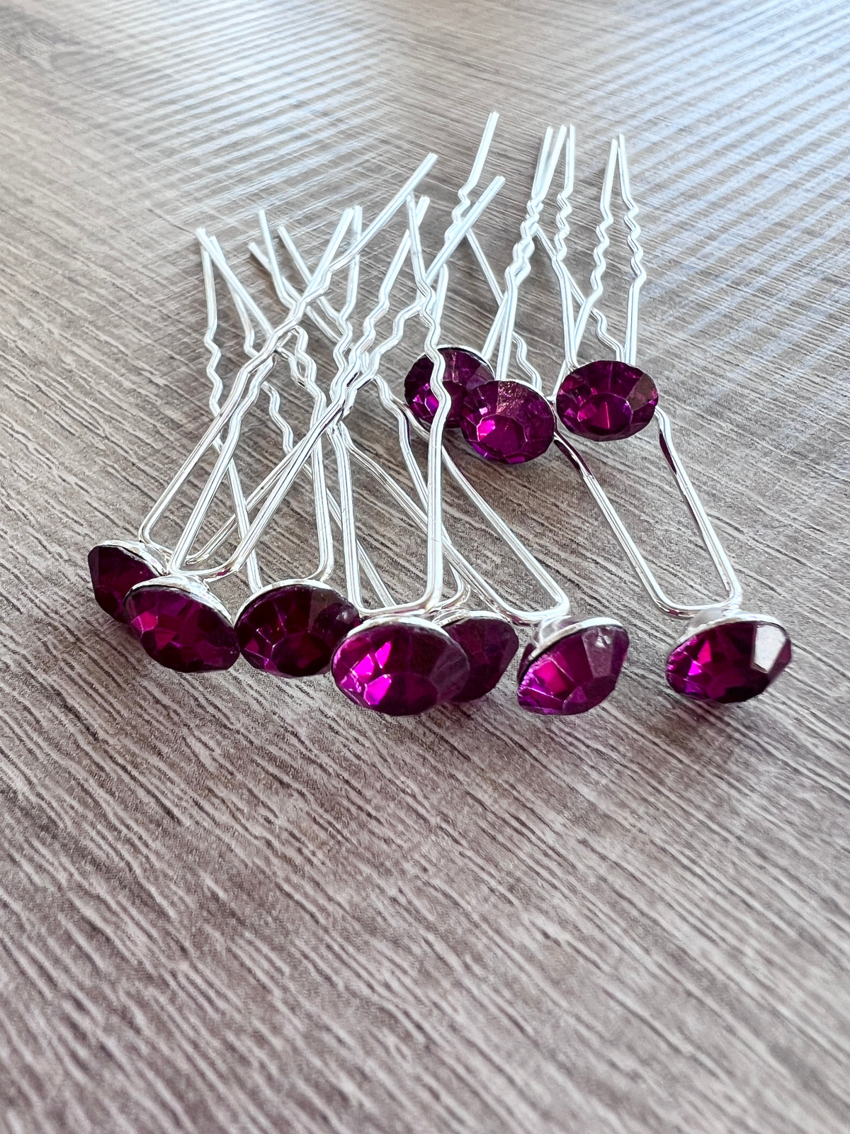 Fuchsia Pink Rhinestone Hair Pins X 10-Fascinators Direct