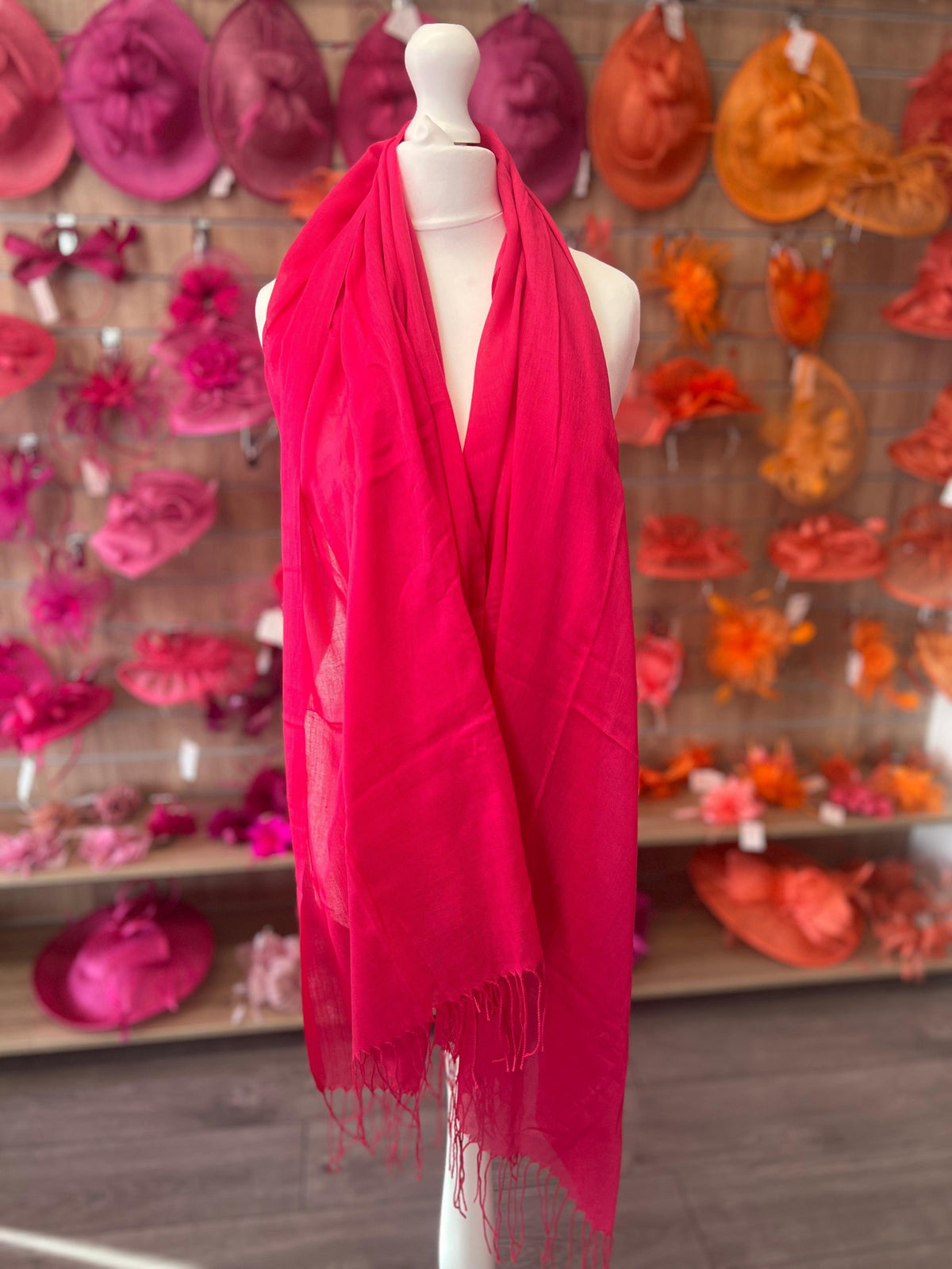 Fuchsia Pink Wedding Pashmina Scarf-Fascinators Direct