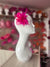 Fuchsia Small Hair Clip Sinamay Fascinator with Feather Flower-Fascinators Direct