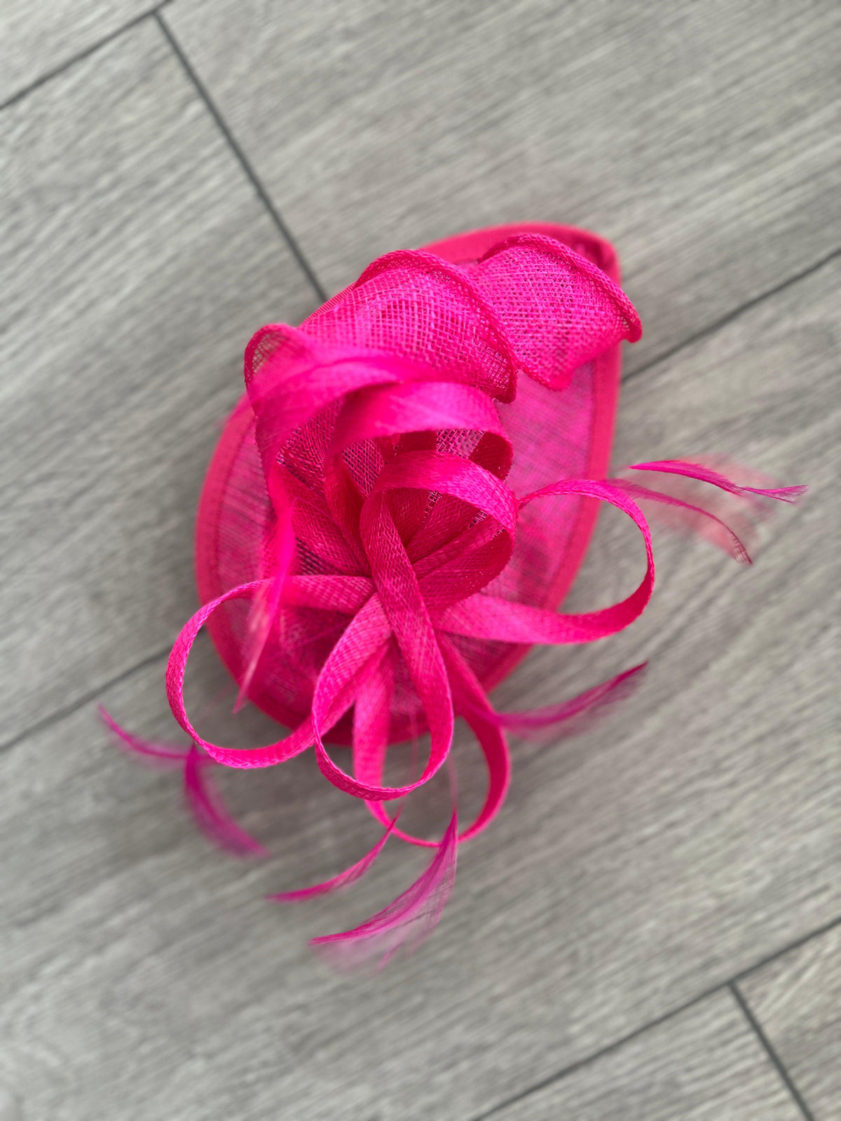Fuchsia Teardrop Fascinator with Curled Sinamay Loops-Fascinators Direct
