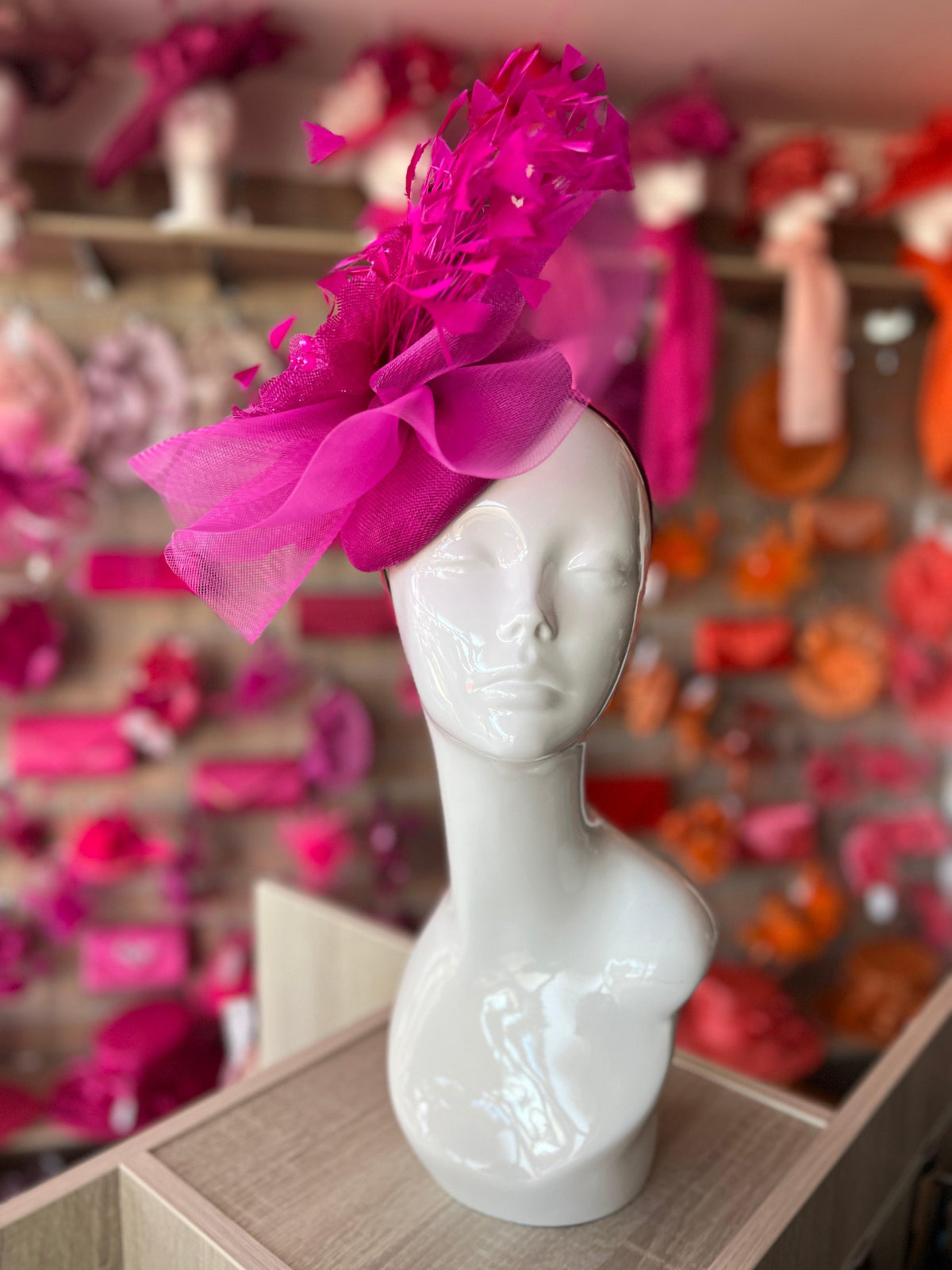 Fuchsia Vintage Feather Pillbox Hatinator With Beaded Detail-Fascinators Direct
