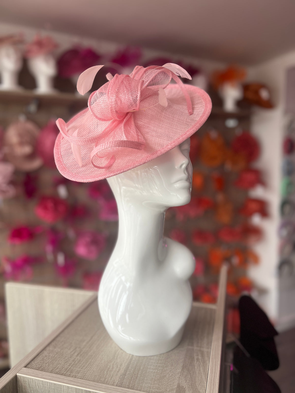 Girly Pink Teardrop Disc Fascinator-Fascinators Direct