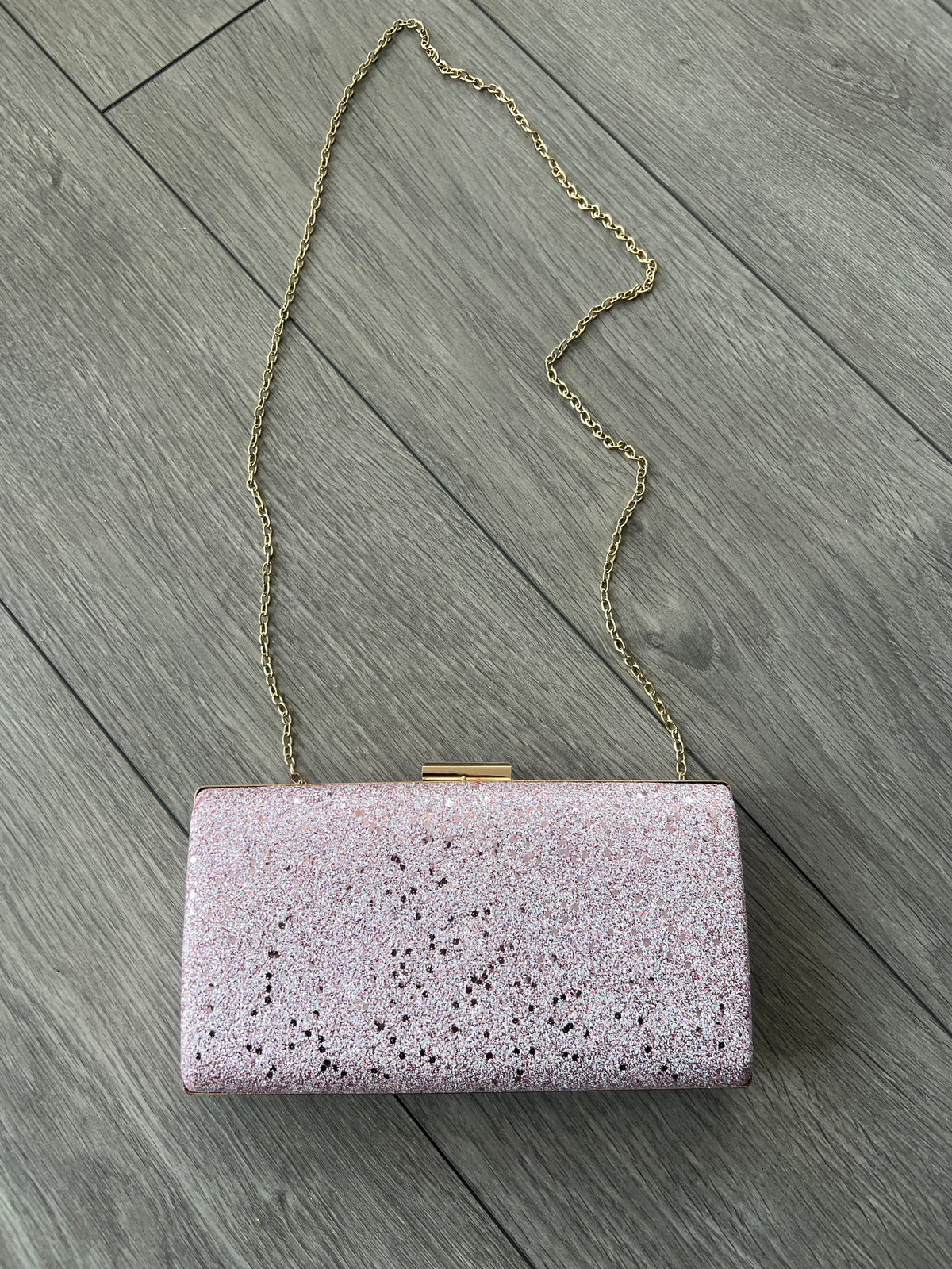 Pale Pink Glitter Box Clutch Bag