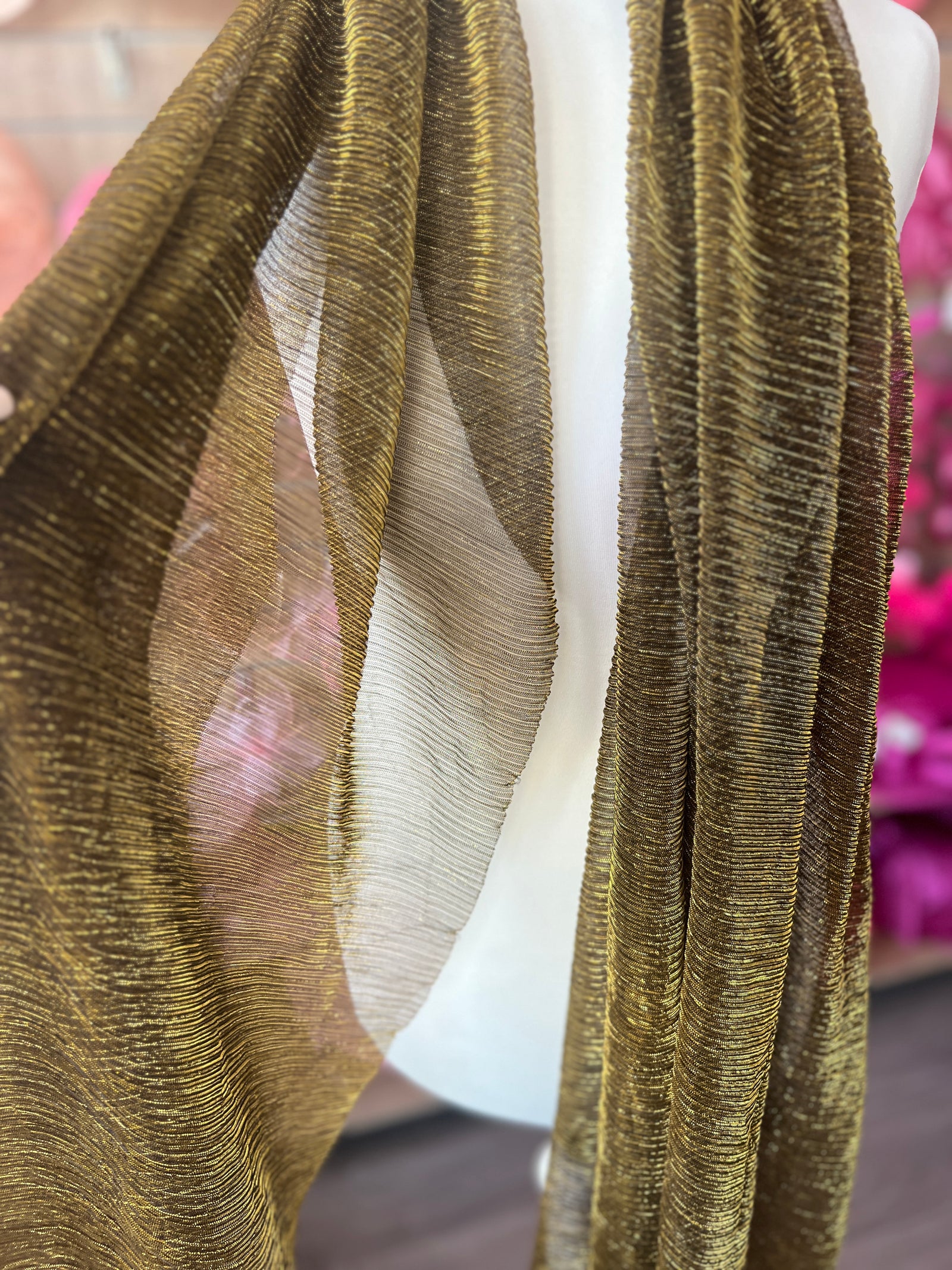 Gold Crinkle Shimmery Scarf-Fascinators Direct