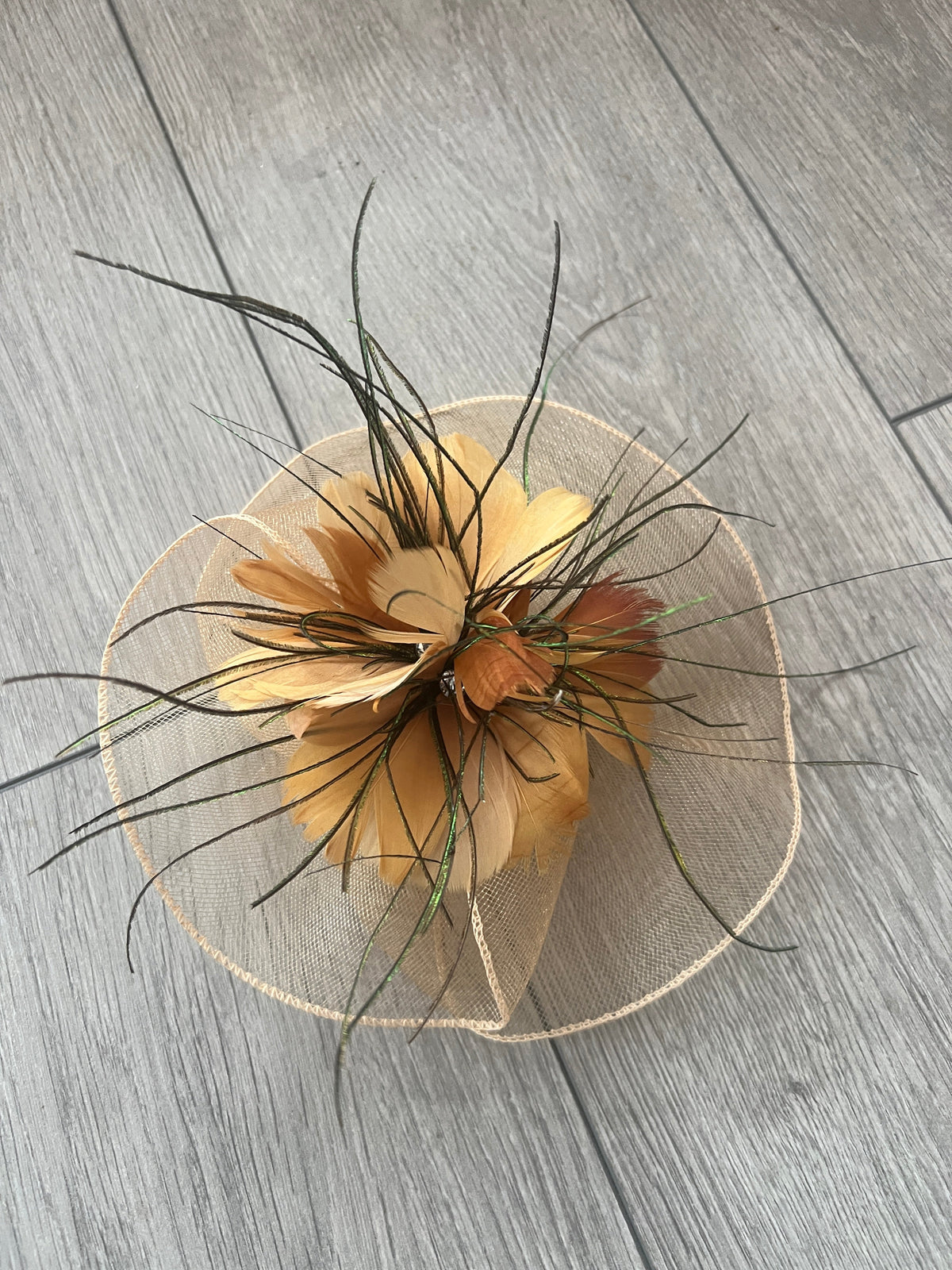 Gold Crinoline Flower Fascinator-Fascinators Direct