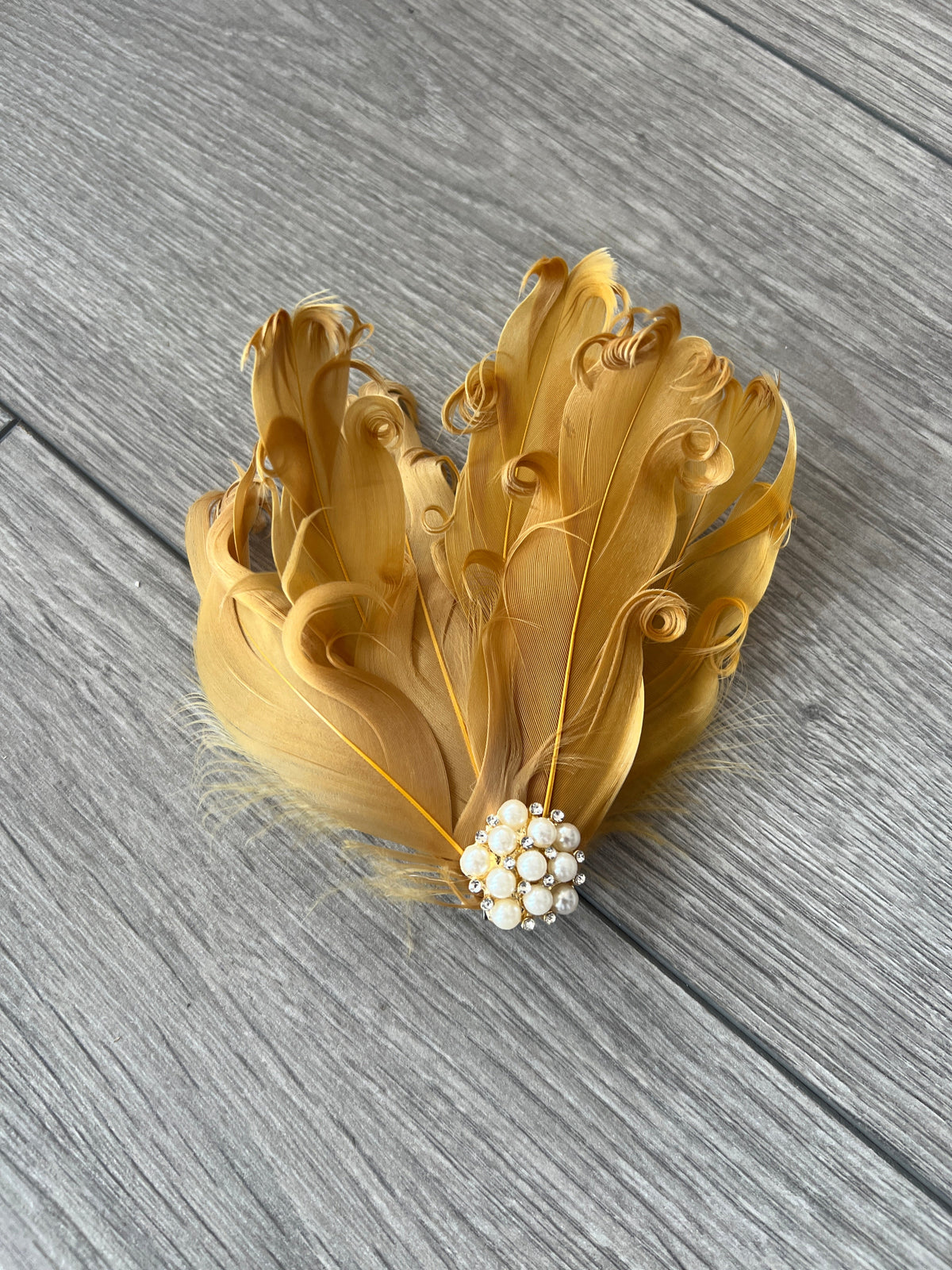 Gold Fascinator Clip Gold Feather Hair Clip