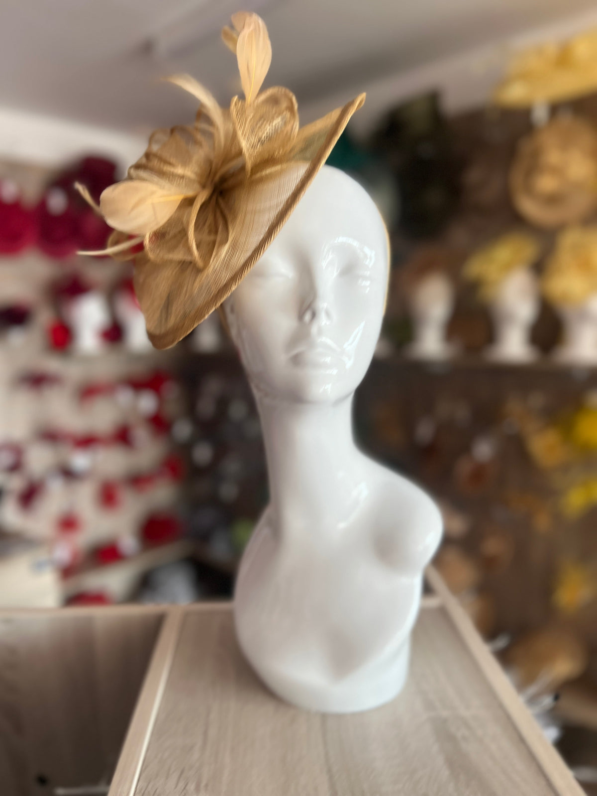 Gold Fascinator with Ruched Sinamay &amp; Loops-Fascinators Direct