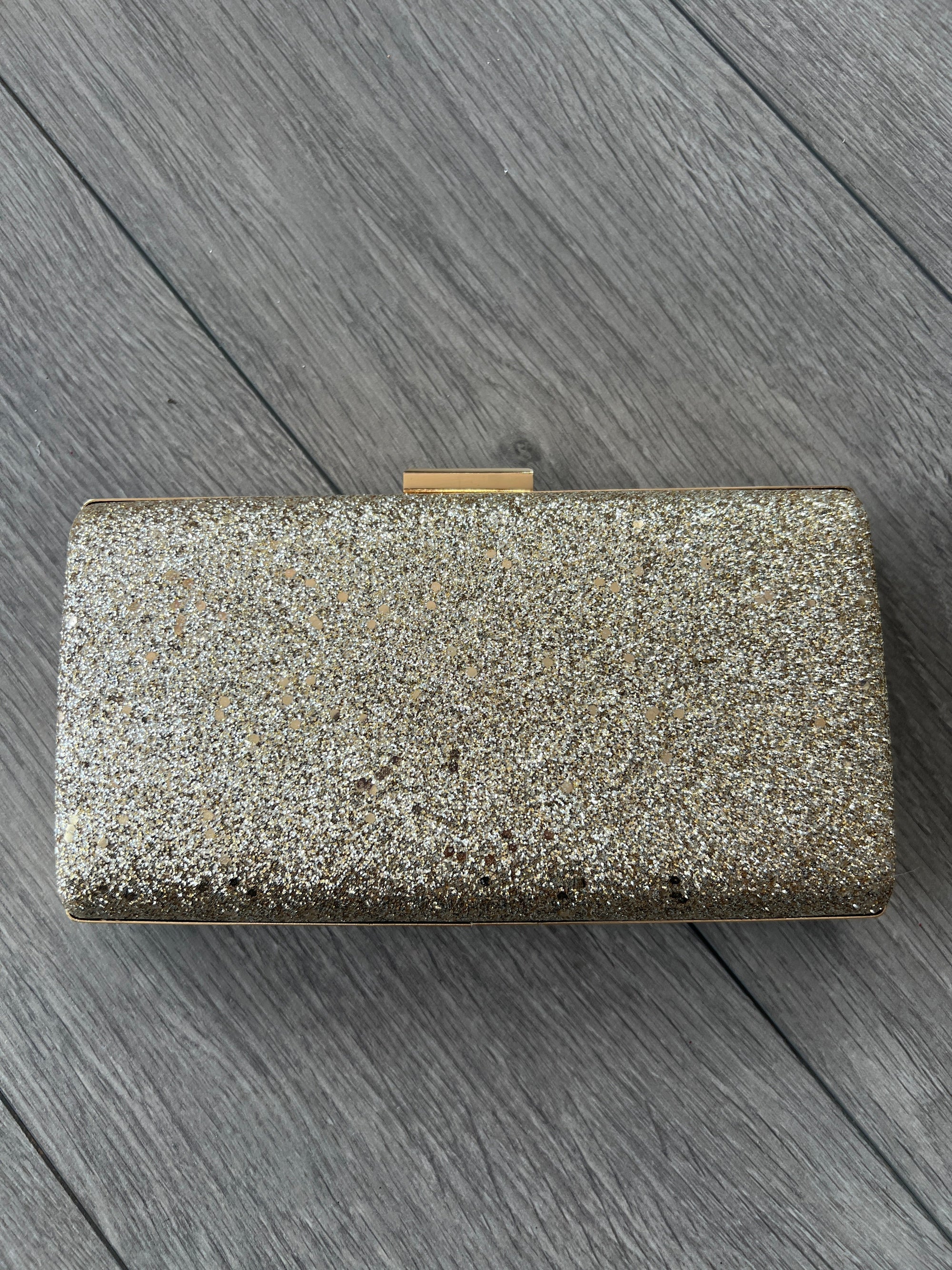 Gold Glitter Box Clutch Bag-Fascinators Direct