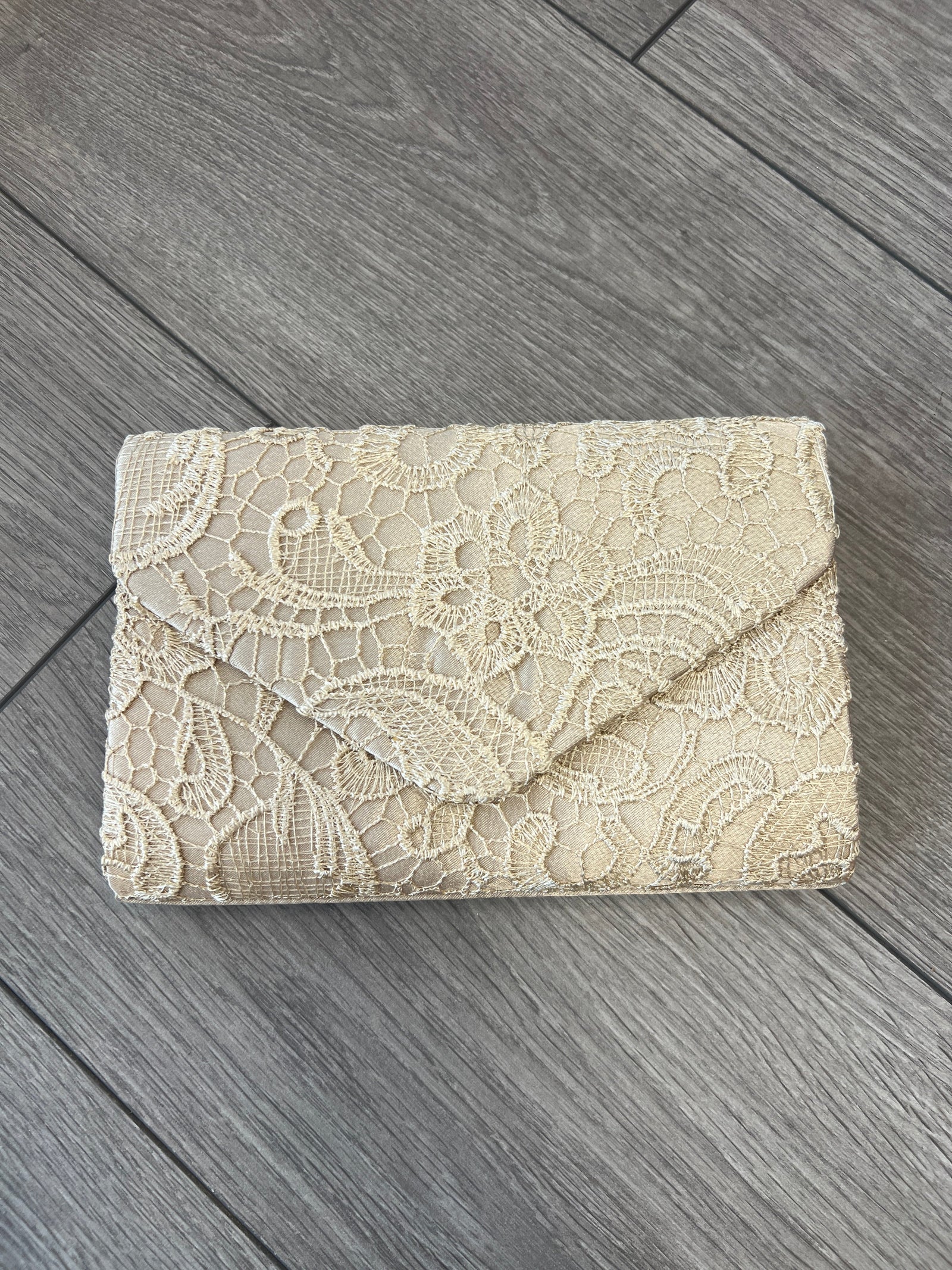 Gold Lace Envelope Clutch Bag-Fascinators Direct