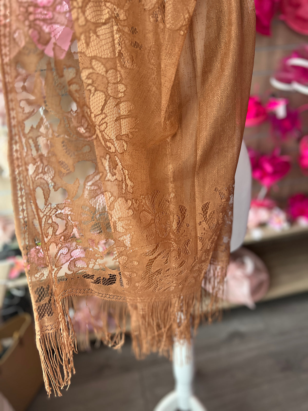 Gold Lace Shawl-Fascinators Direct