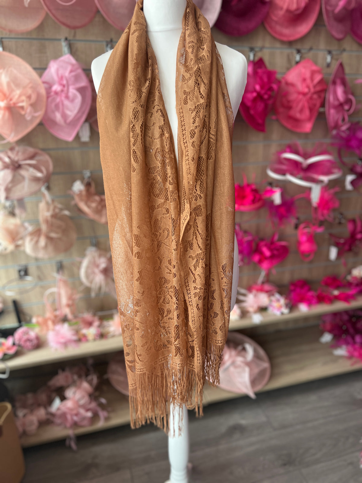 Gold Lace Shawl-Fascinators Direct