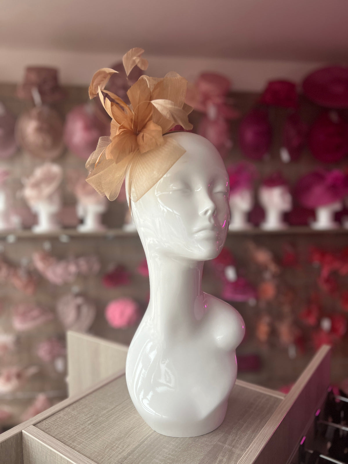 Gold Large Crinoline Looped Feather Fascinator-Fascinators Direct