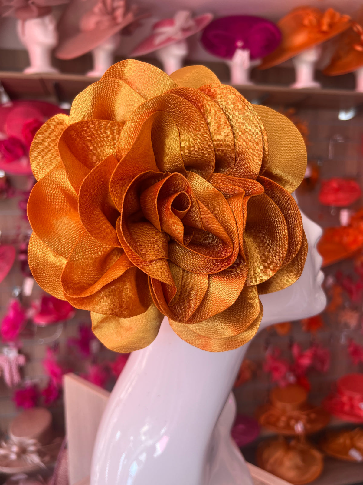 Gold Large Satin Rose Flower Fascinator-Fascinators Direct