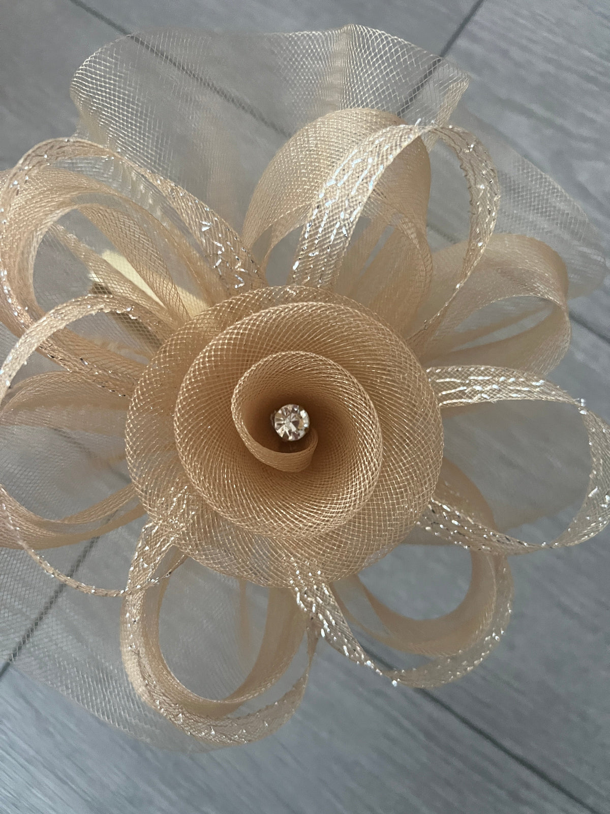 Gold Metallic Flower Headband Fascinator-Fascinators Direct