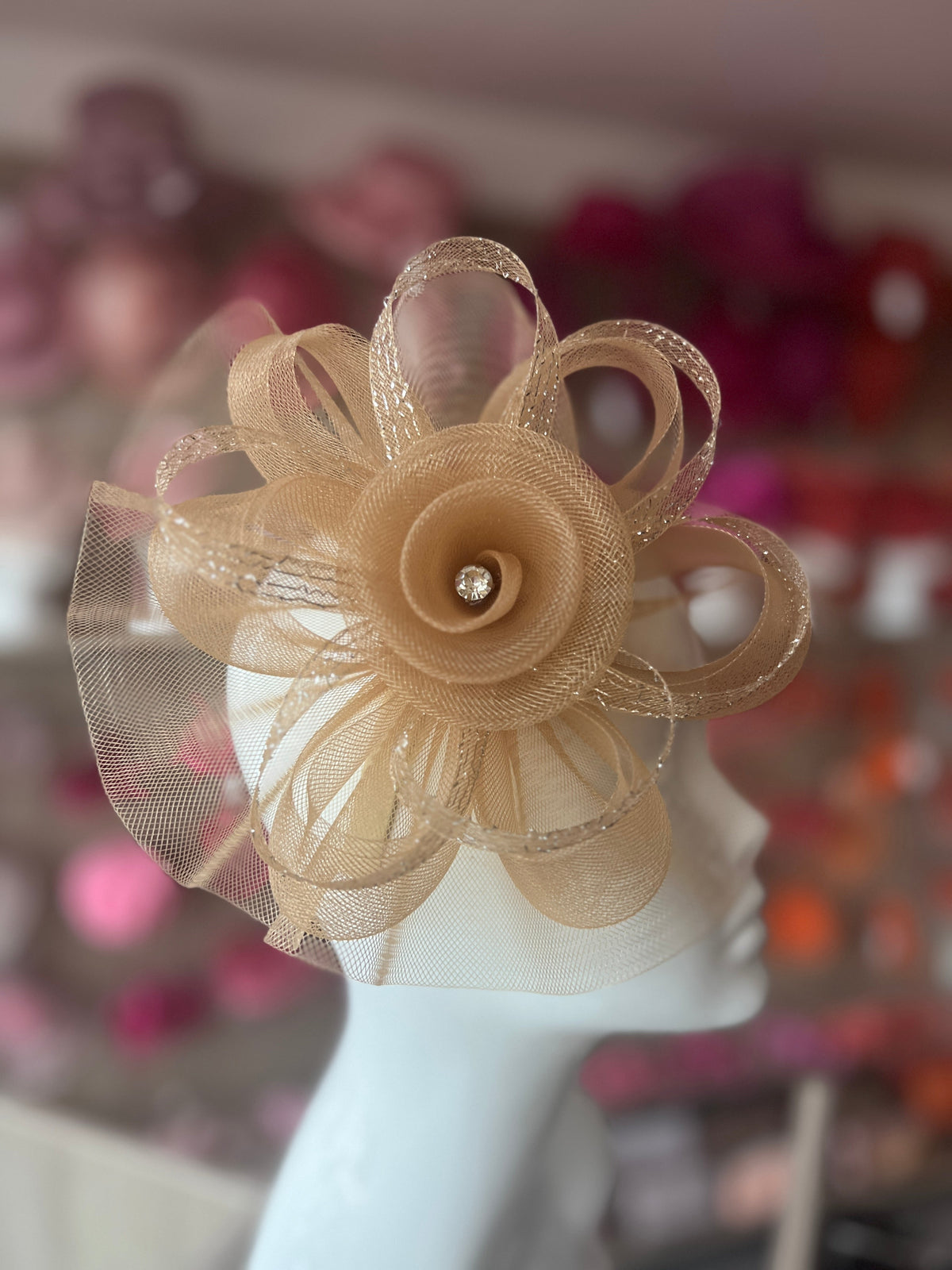 Gold Metallic Flower Headband Fascinator-Fascinators Direct