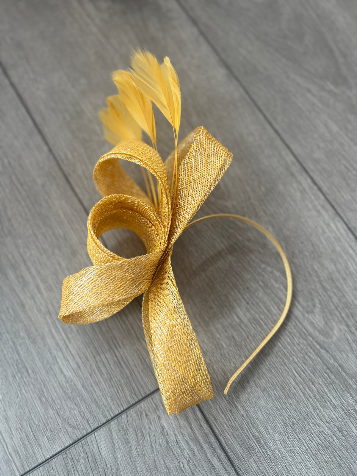 Gold Metallic Large Loop Feather Headband Fascinator-Fascinators Direct