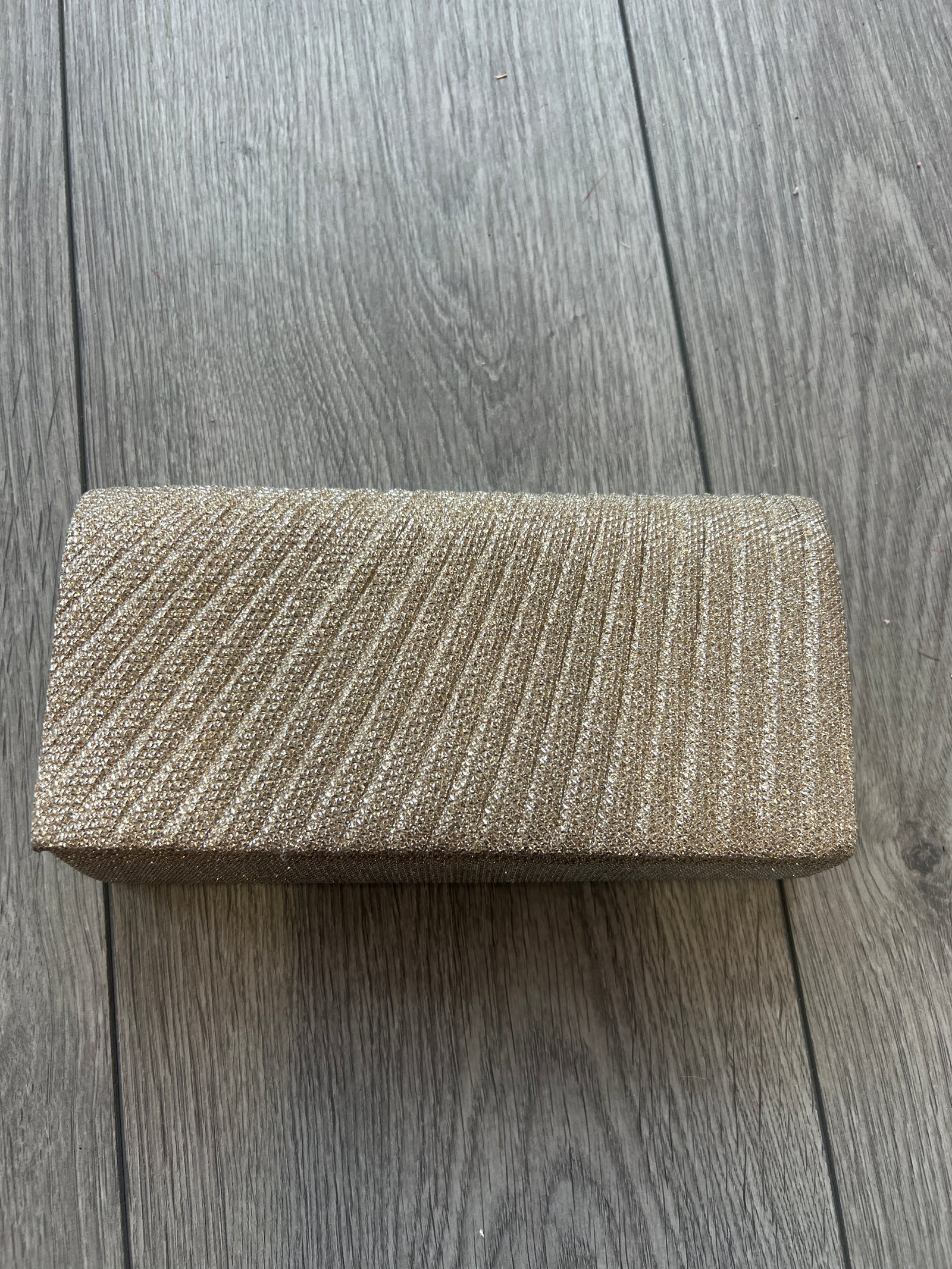 Gold Pleated glitter Box Clutch Bag-Fascinators Direct