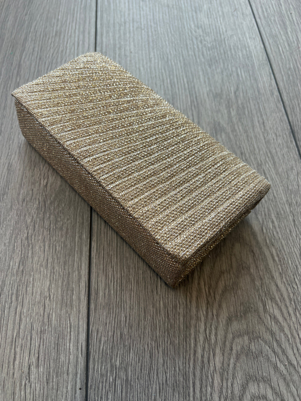 Gold Pleated glitter Box Clutch Bag-Fascinators Direct