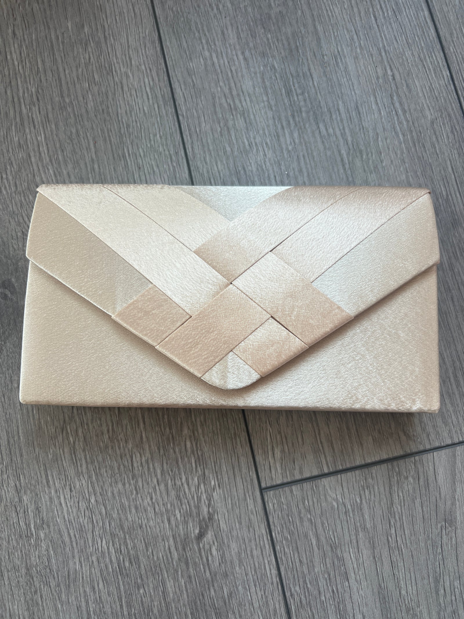 Gold Satin Pleated Envelope Clutch Bag-Fascinators Direct