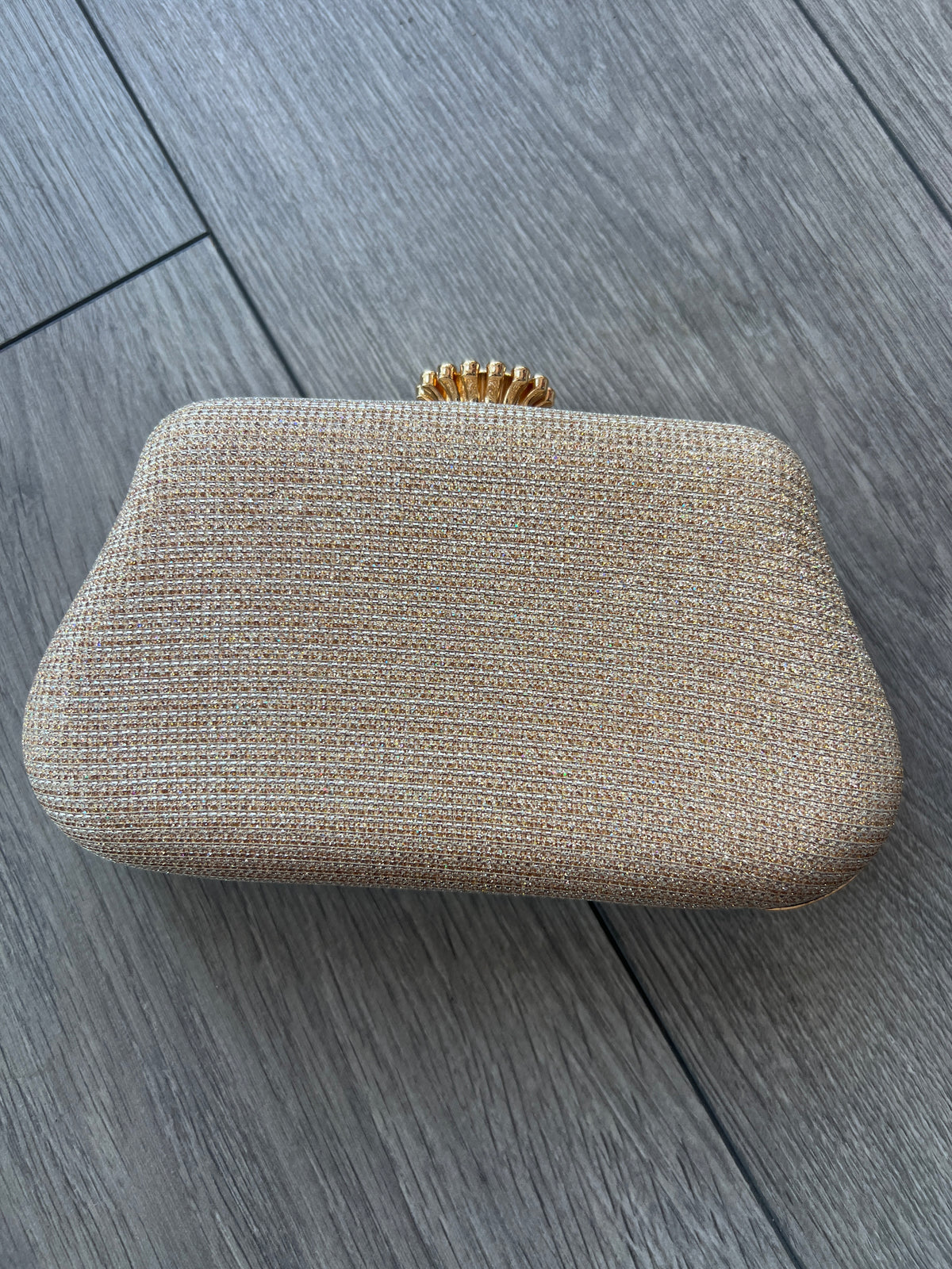 Gold Shimmer Box Clutch Bag-Fascinators Direct
