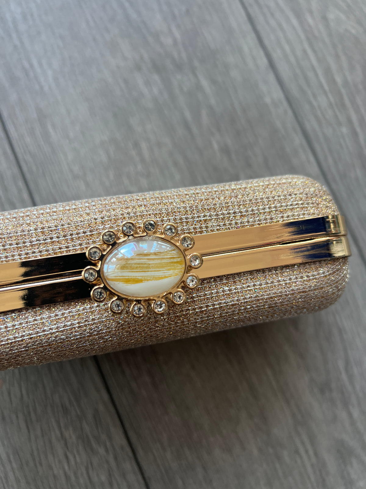Gold Shimmer Box Clutch Bag-Fascinators Direct