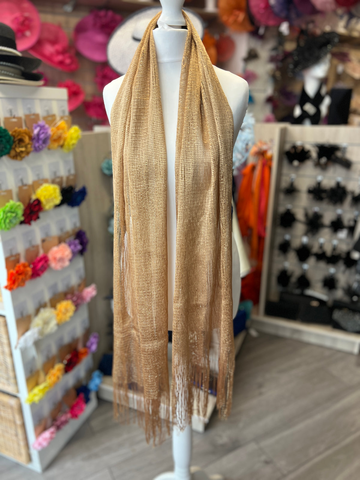 Gold Shimmer Scarf-Fascinators Direct