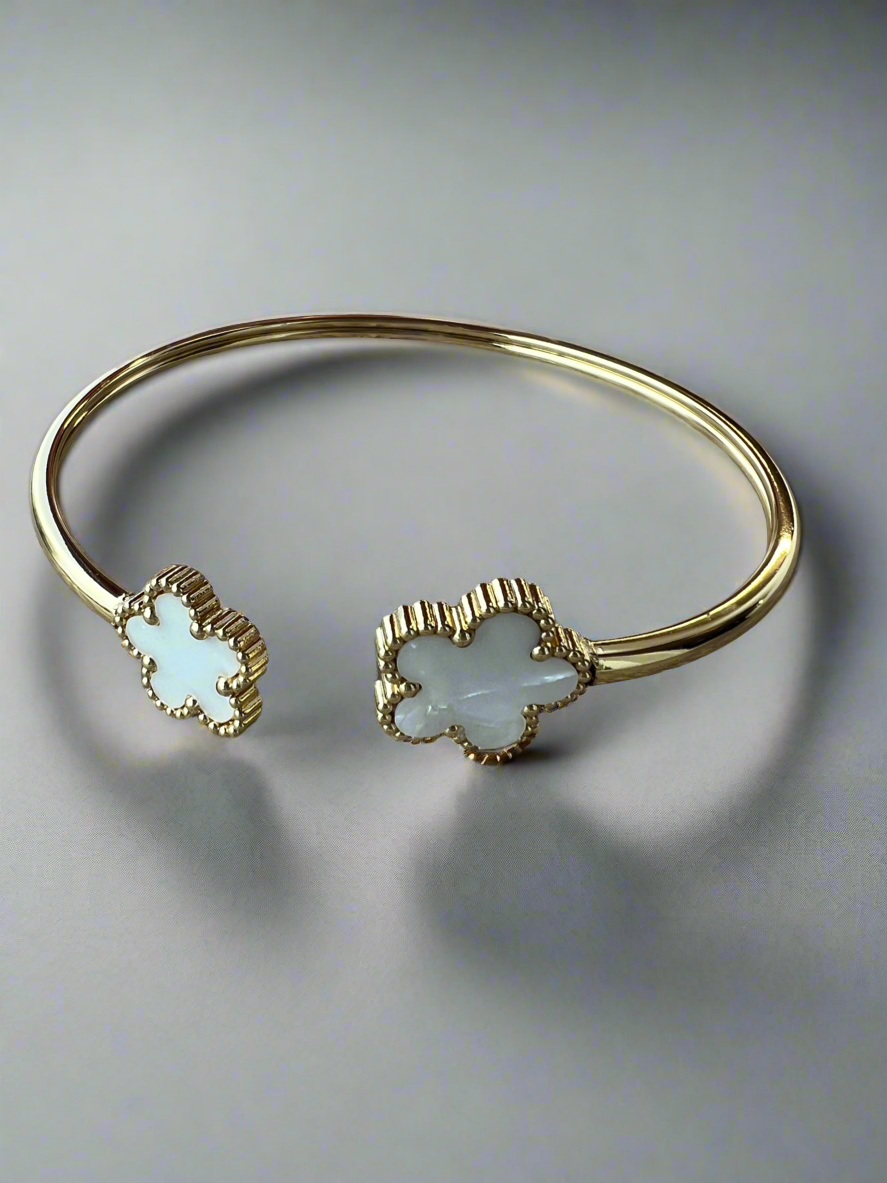 Gold Tone Cream Flower Cuff Bracelet-Fascinators Direct