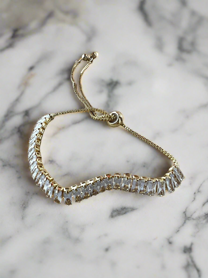 Gold Tone Diamanté Bracelet-Fascinators Direct
