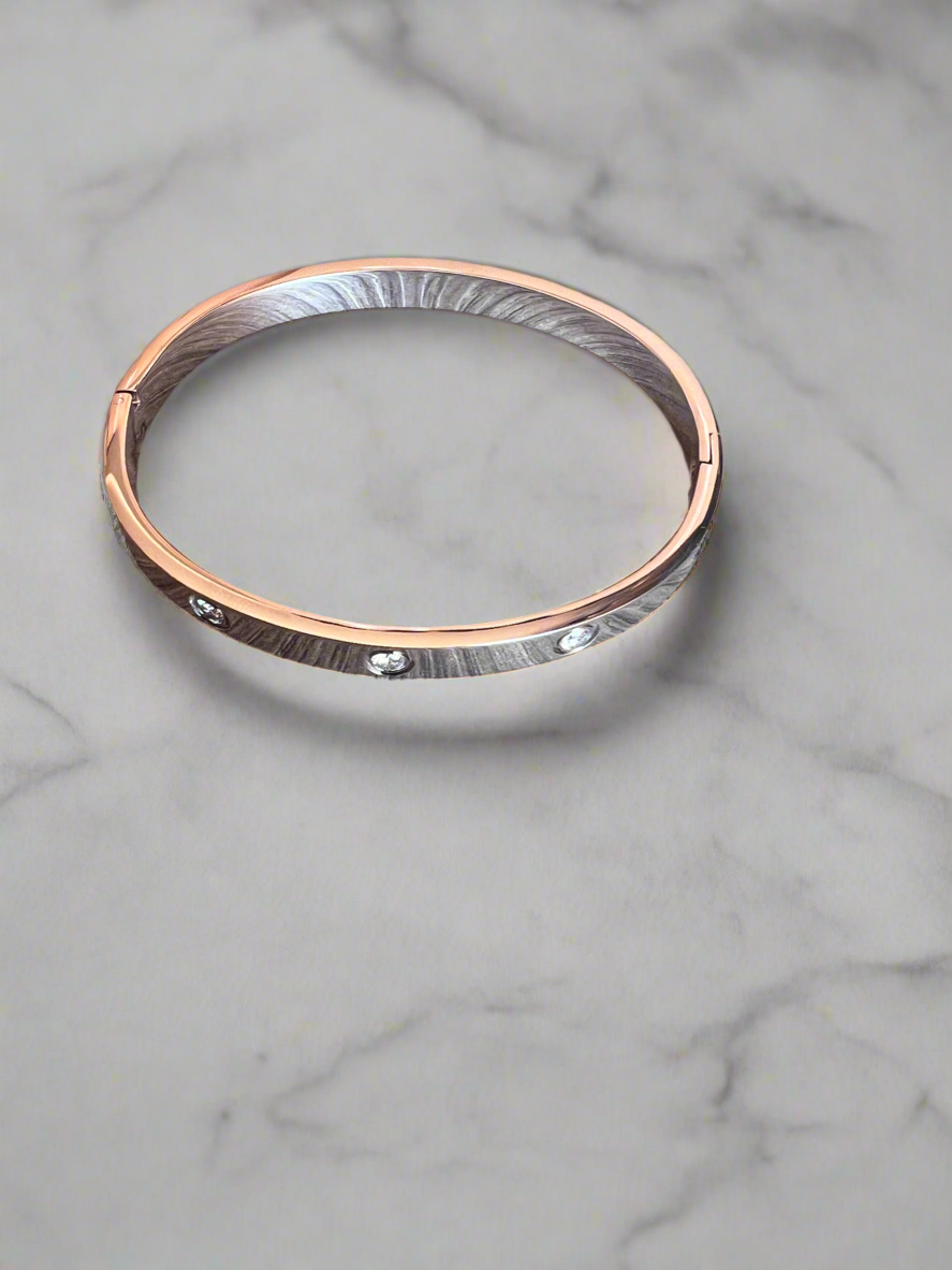 Gold Tone Diamantè Embellished Bangle Bracelet-Fascinators Direct