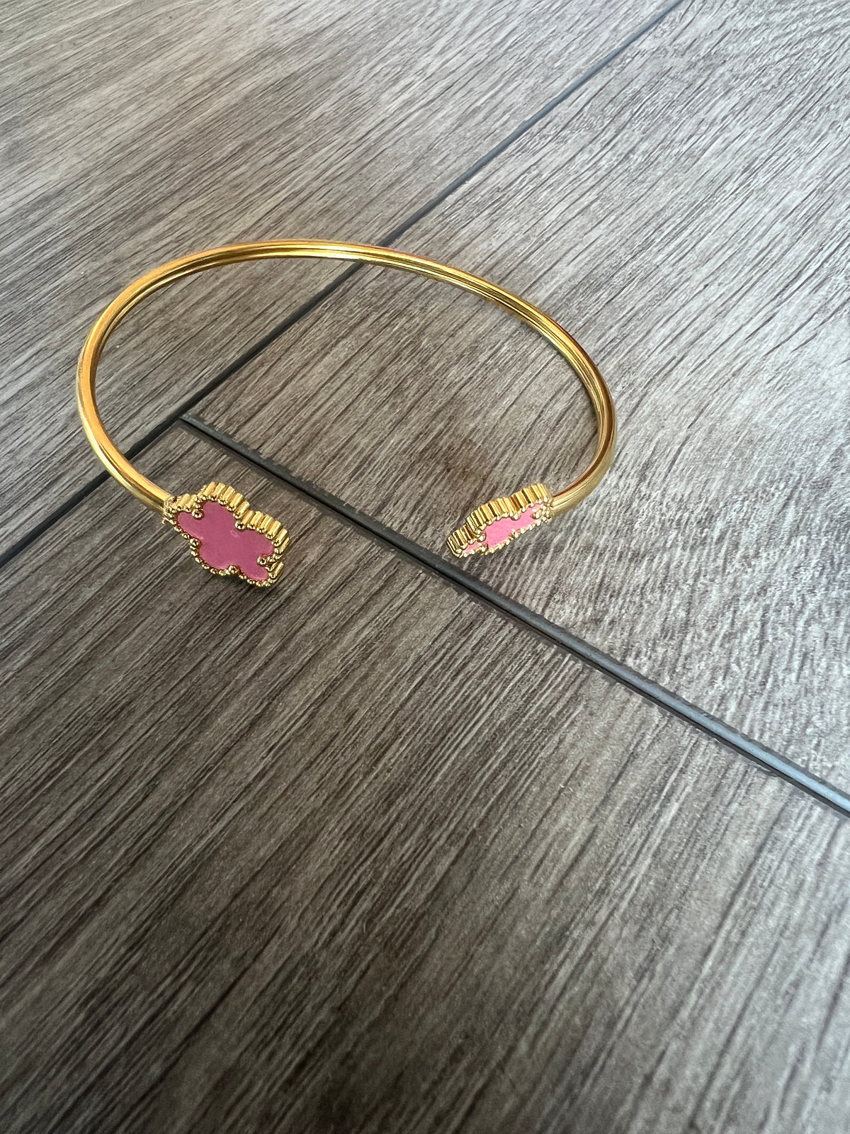 Gold Tone Pink Flower Cuff Bracelet-Fascinators Direct