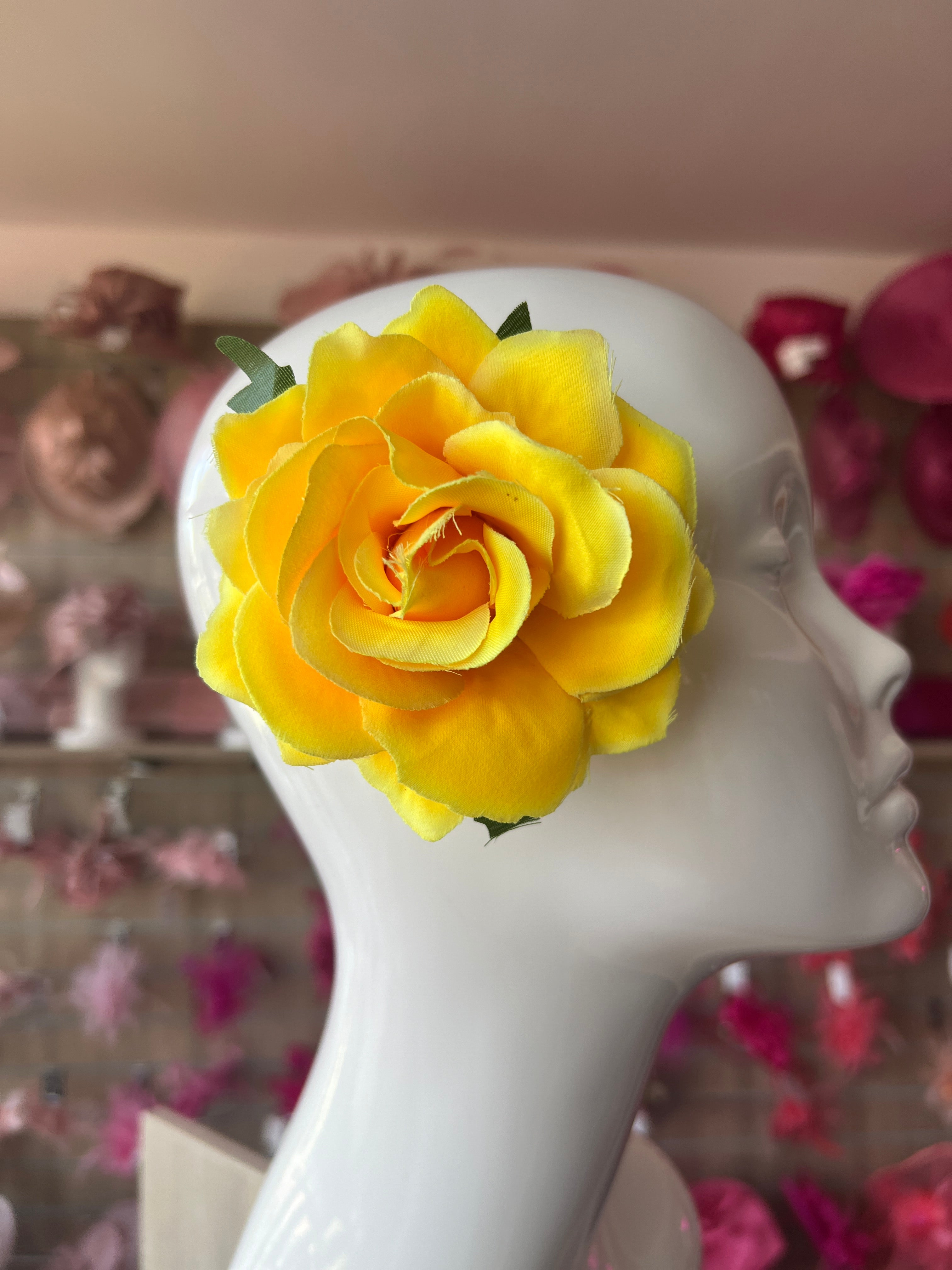 Yellow Rose Hair Clip / Yellow Flower Hair Clip - Wedding 