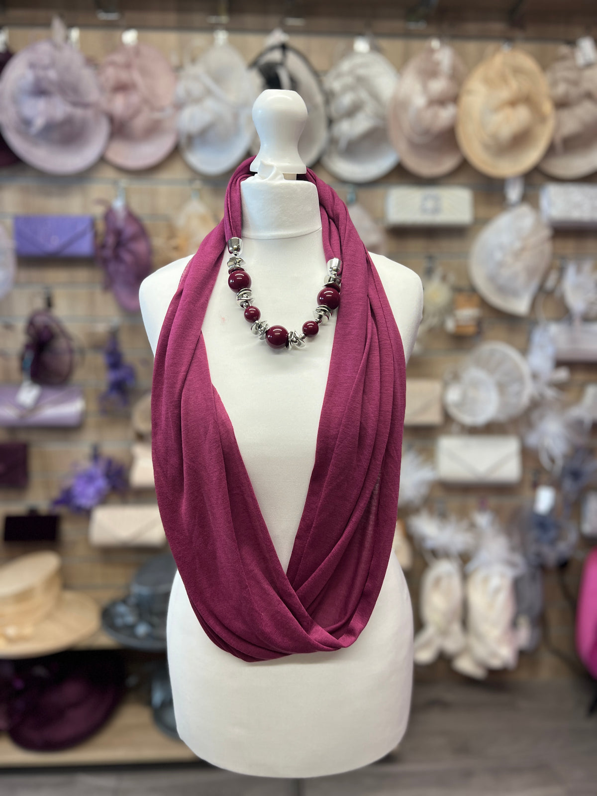 Grape Scarf Necklace With Beads-Fascinators Direct
