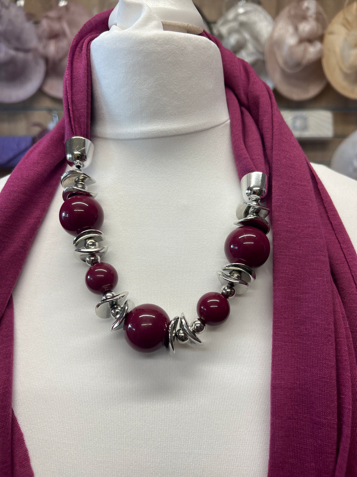Grape Scarf Necklace With Beads-Fascinators Direct