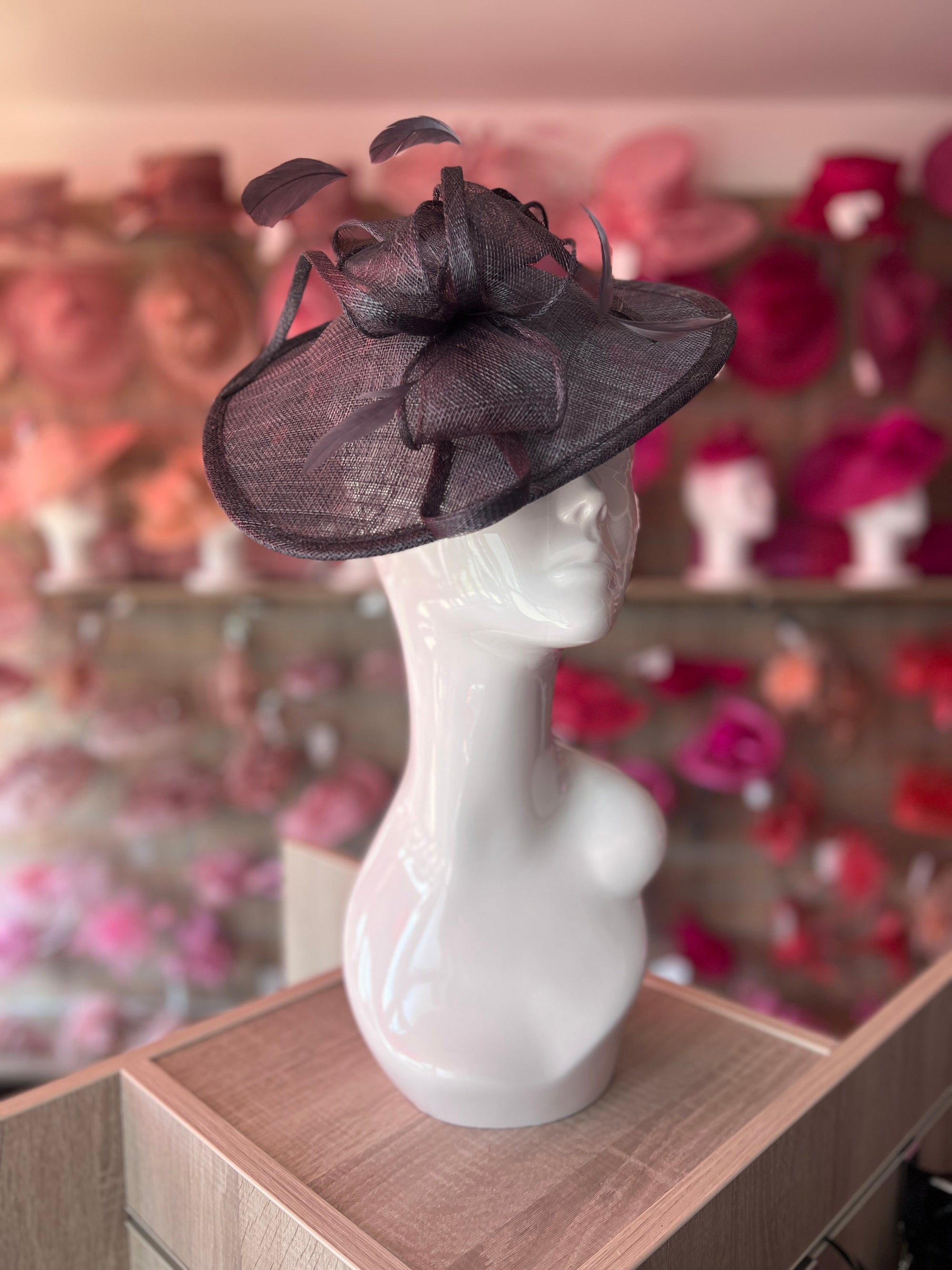 Graphite Teardrop Disc Fascinator-Fascinators Direct