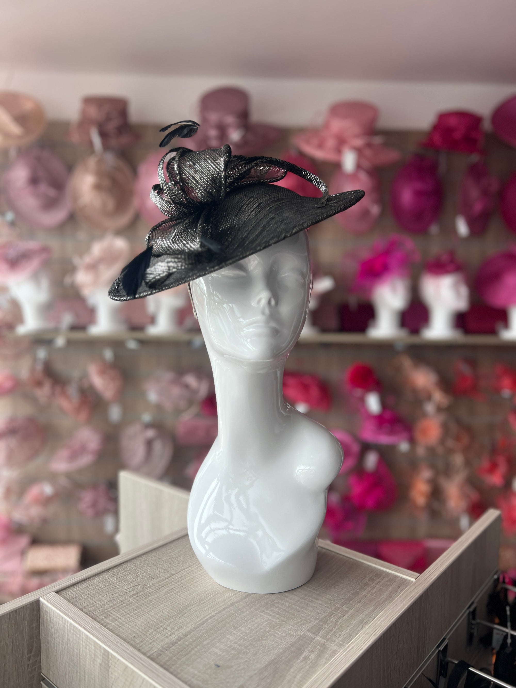 Graphite Teardrop Disc Fascinator-Fascinators Direct