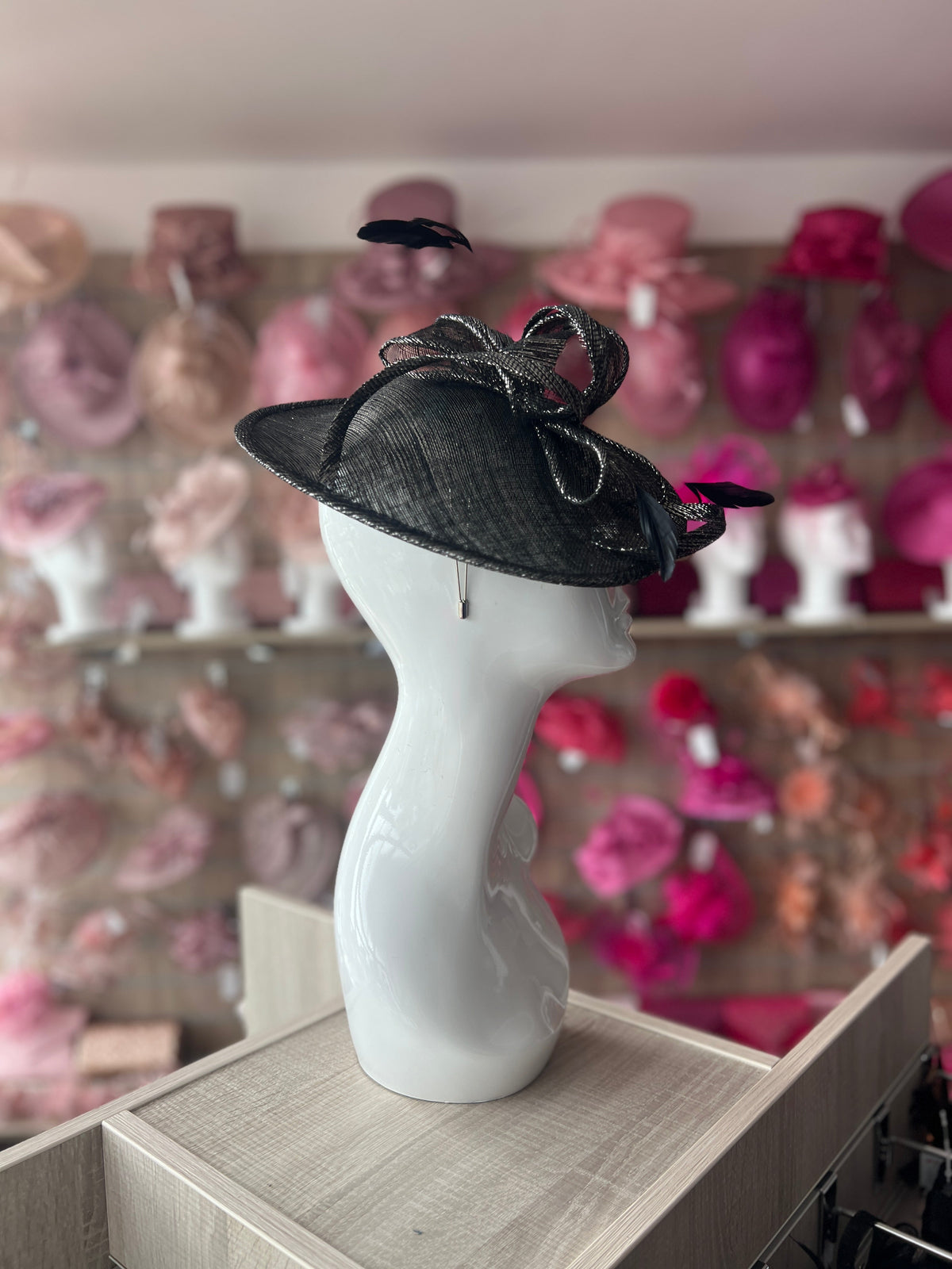 Graphite Teardrop Disc Fascinator-Fascinators Direct