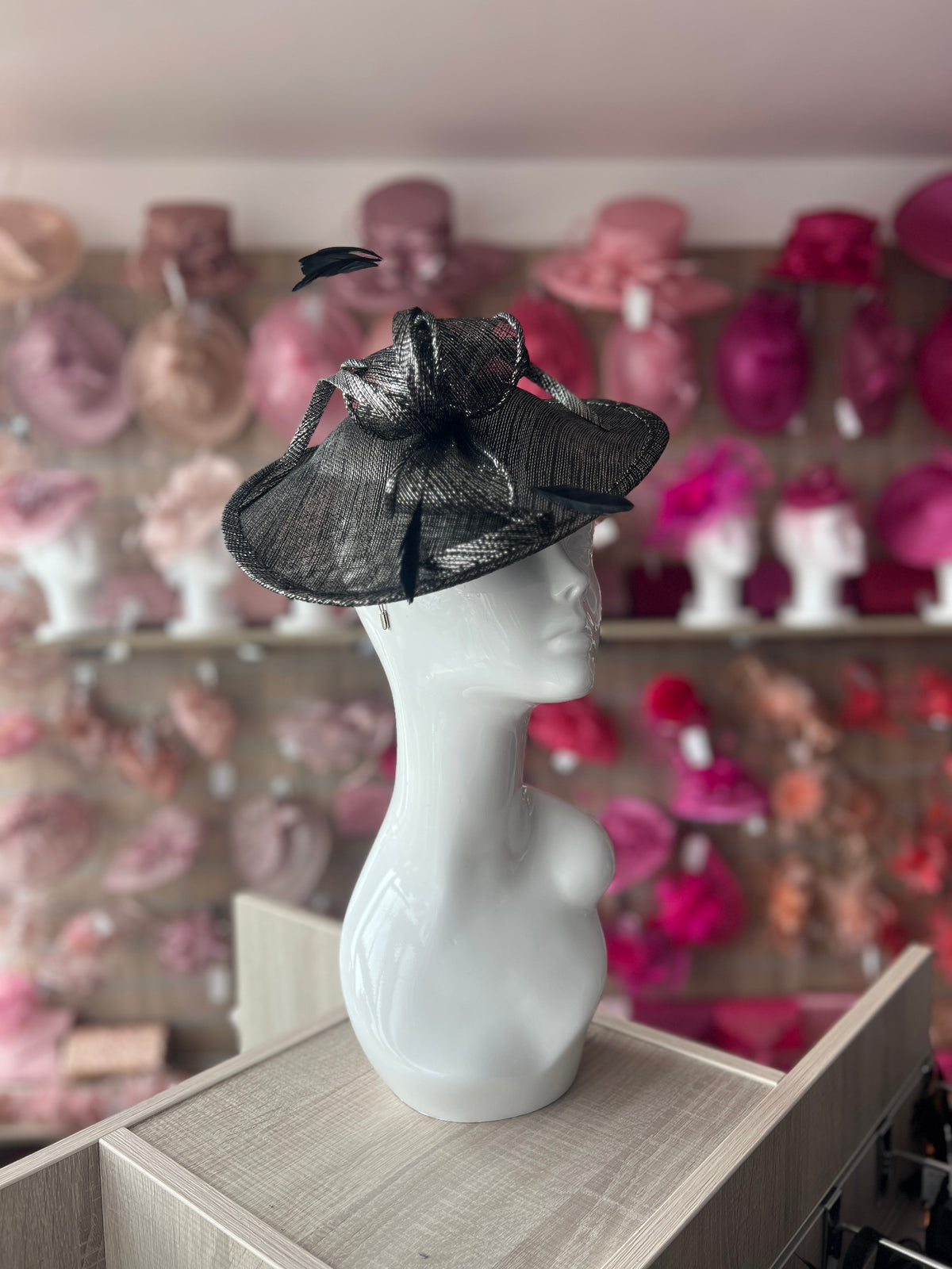 Graphite Teardrop Disc Fascinator-Fascinators Direct