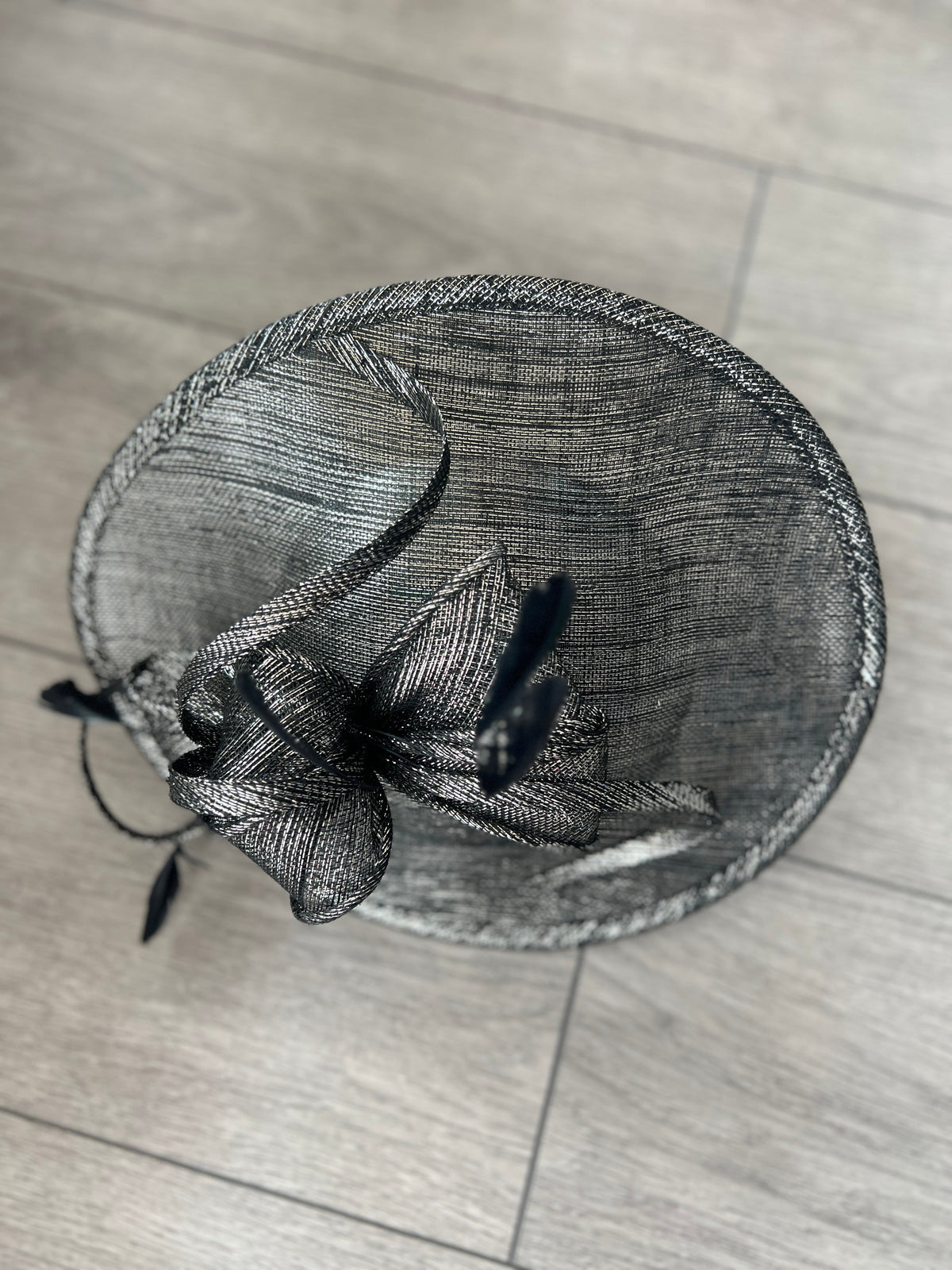 Graphite Teardrop Disc Fascinator-Fascinators Direct