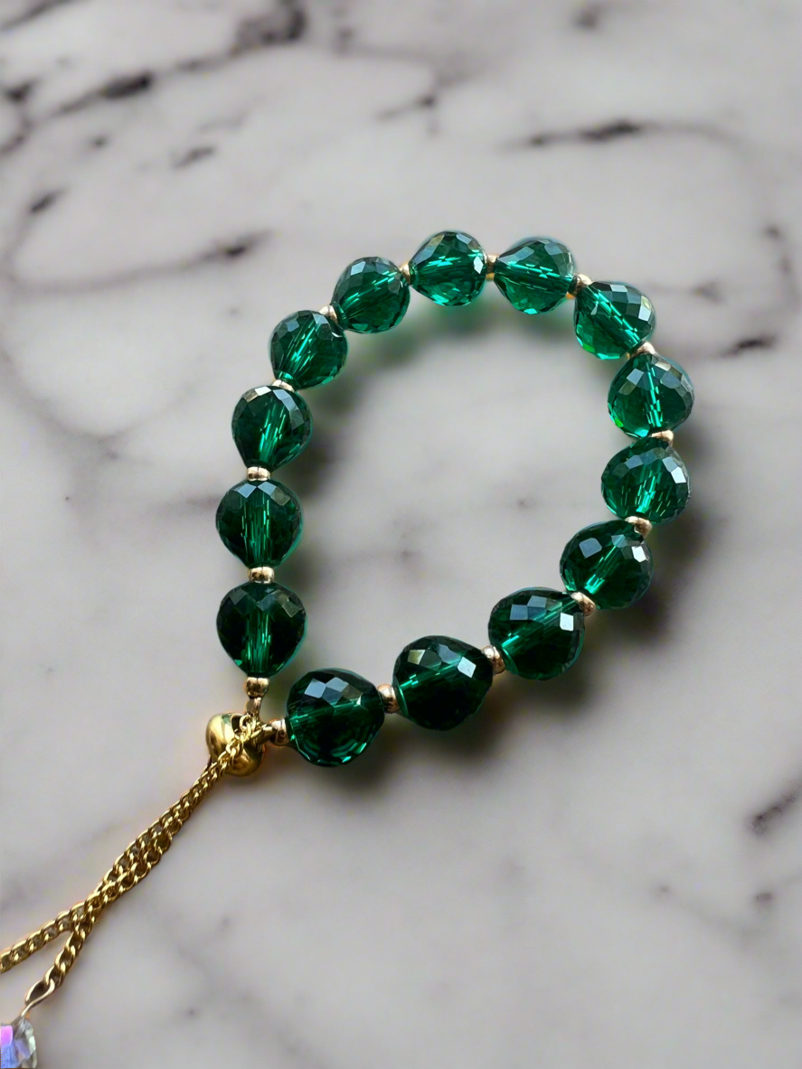 Green Crystal Bead Bracelet-Fascinators Direct
