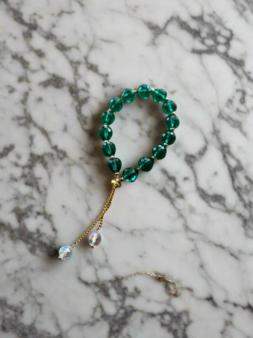 Green Crystal Bead Bracelet-Fascinators Direct