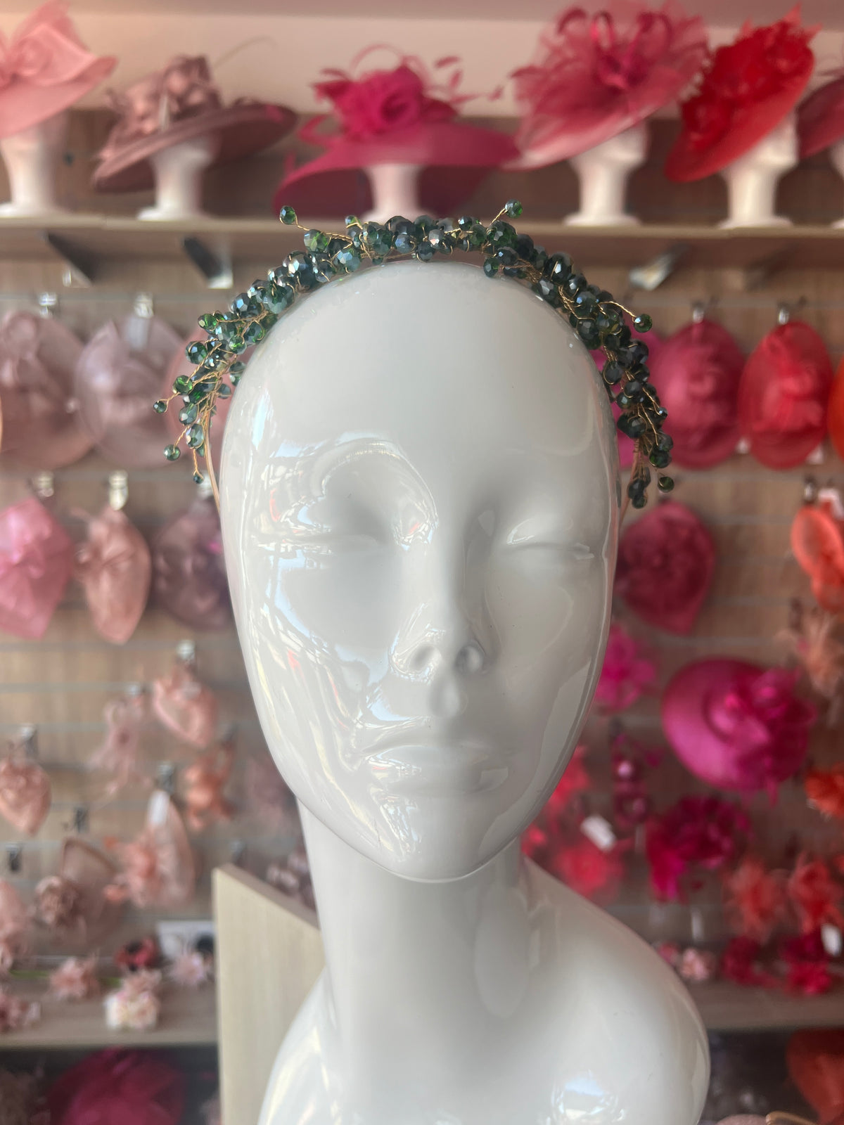 Green Crystal Headband Fascinator-Fascinators Direct