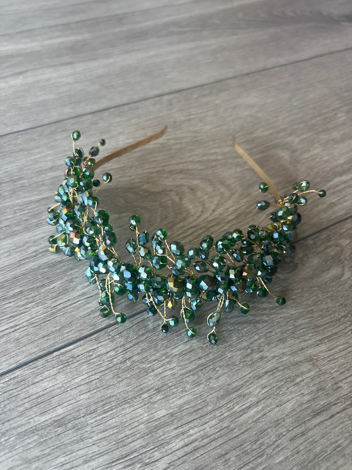 Green Crystal Headband Fascinator-Fascinators Direct