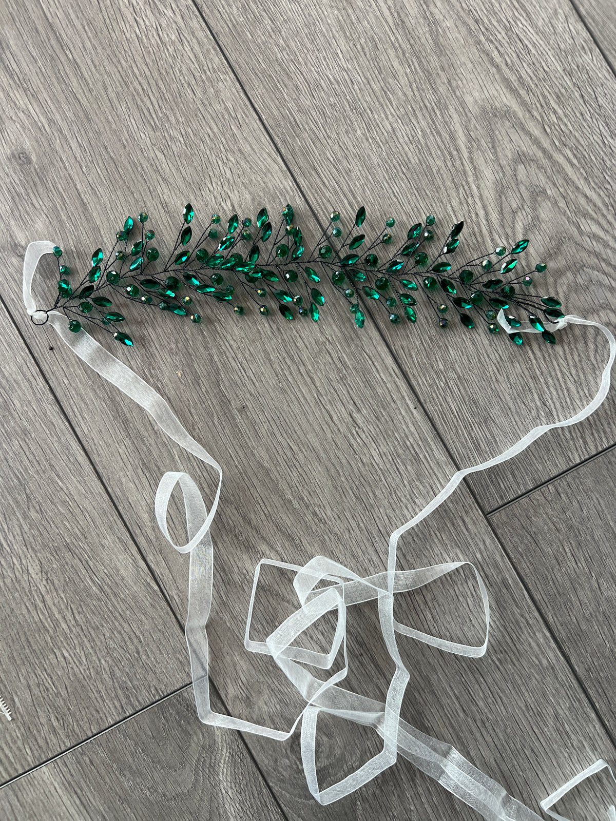 Green Crystal Headband Headpiece-Fascinators Direct