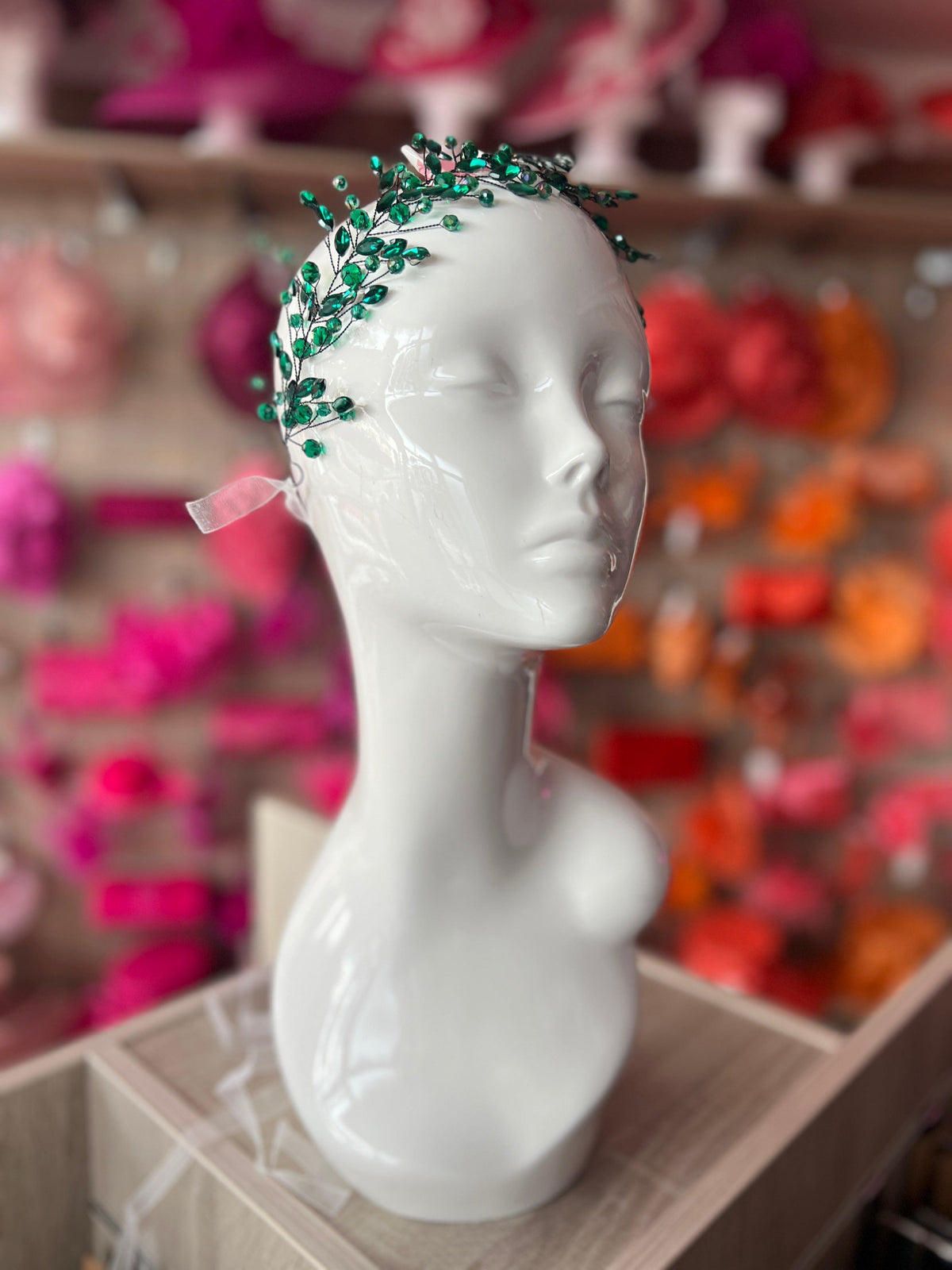 Green Crystal Headband Headpiece-Fascinators Direct